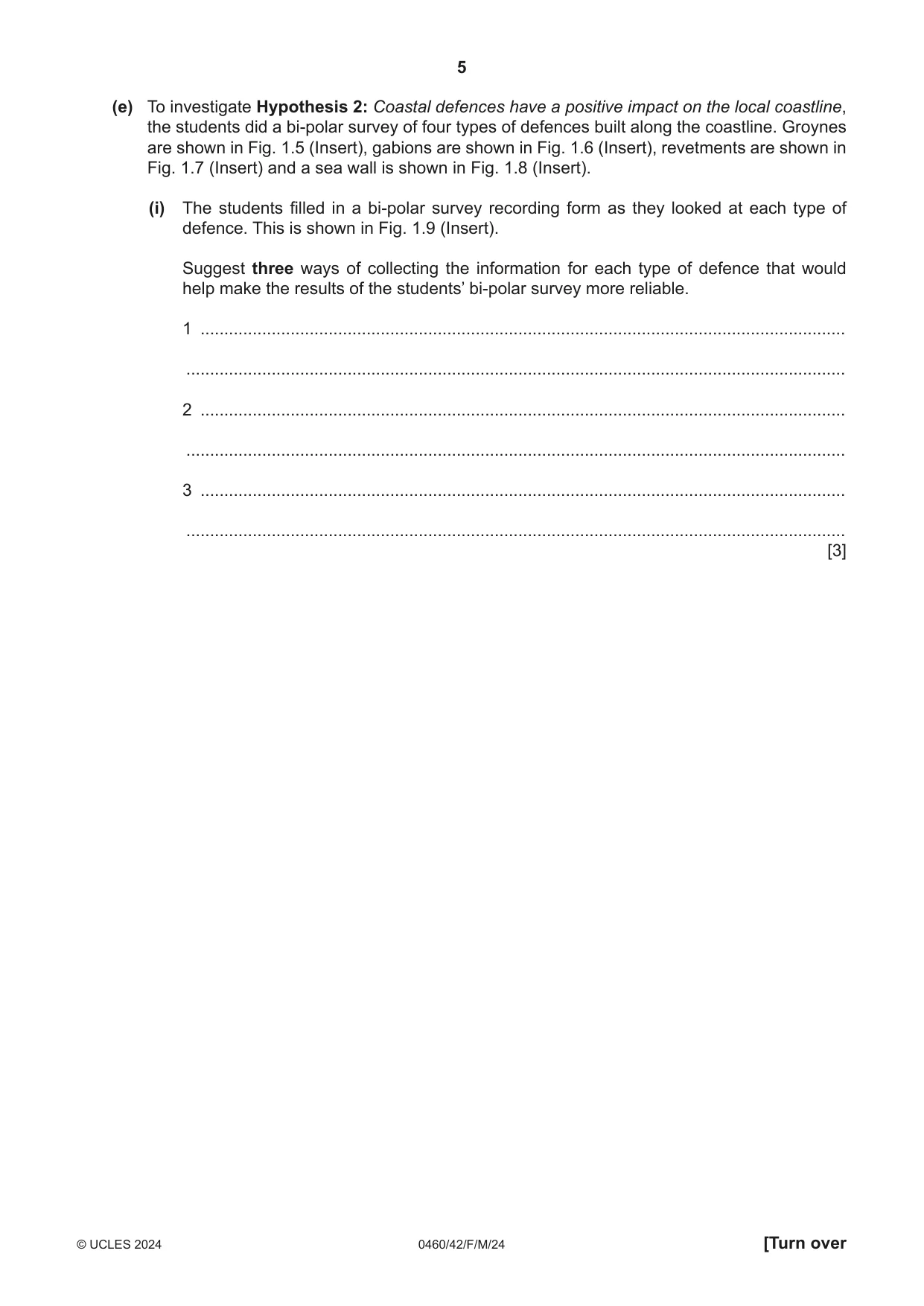 Cambridge IGCSE Geography 0460 2024 Feb/March Paper 4 · Variant 2 question paper, page 5 of 20