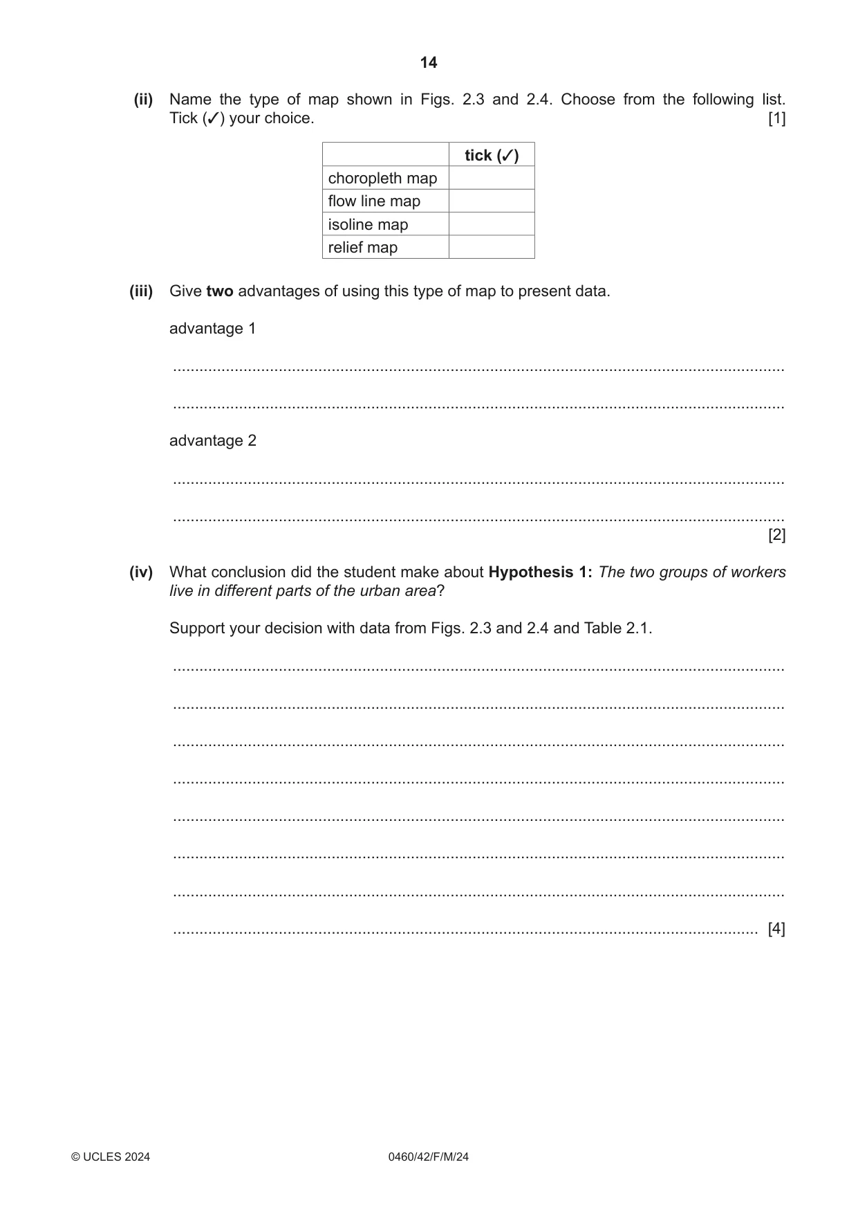 Cambridge IGCSE Geography 0460 2024 Feb/March Paper 4 · Variant 2 question paper, page 14 of 20