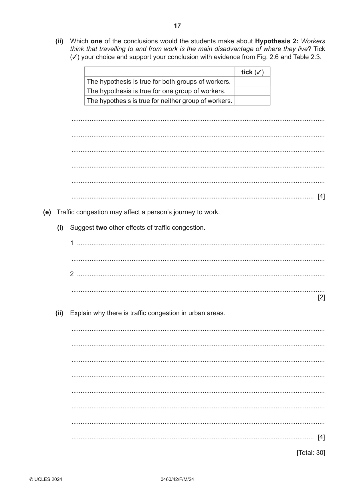 Cambridge IGCSE Geography 0460 2024 Feb/March Paper 4 · Variant 2 question paper, page 17 of 20