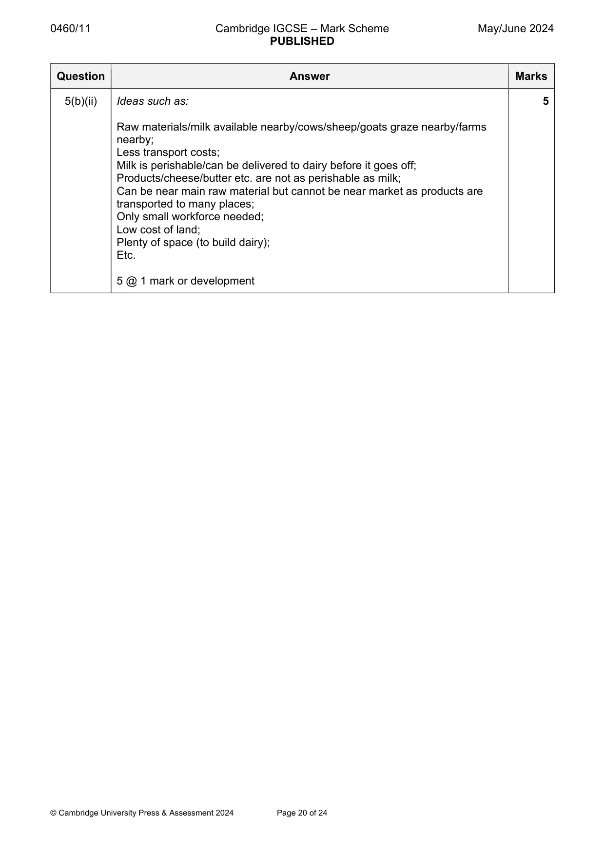 Mark scheme, page 20 of 24