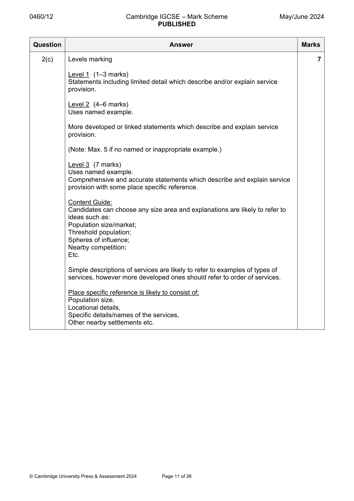 Mark scheme, page 11 of 26