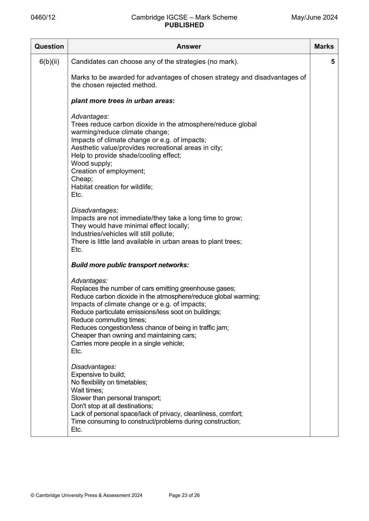 Mark scheme, page 23 of 26