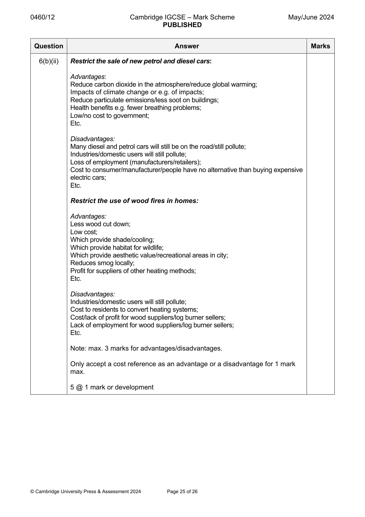 Mark scheme, page 25 of 26