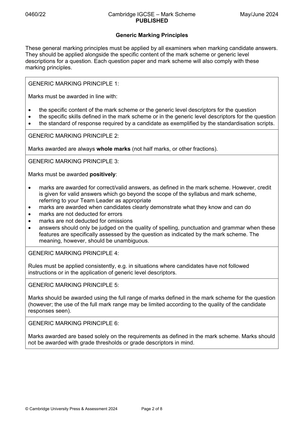Mark scheme, page 2 of 8