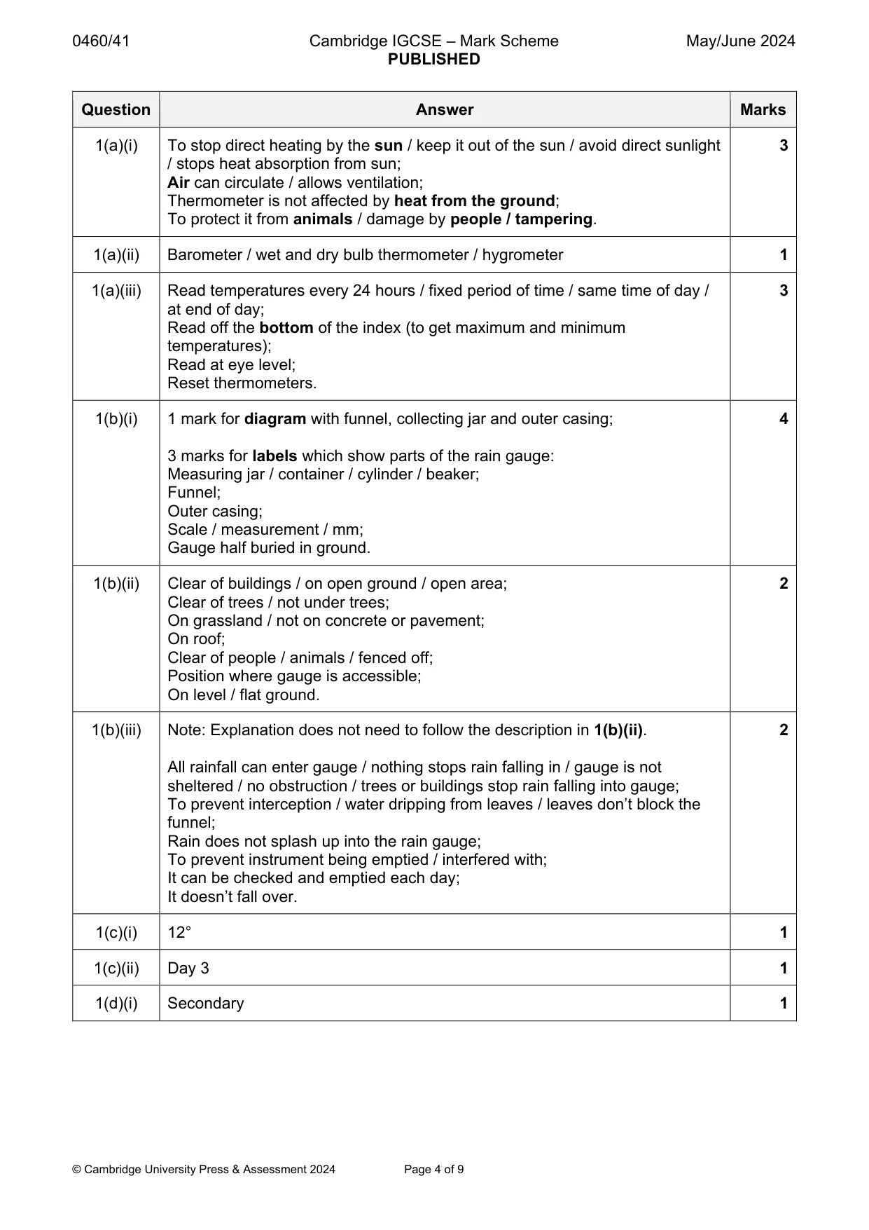 Mark scheme, page 4 of 9