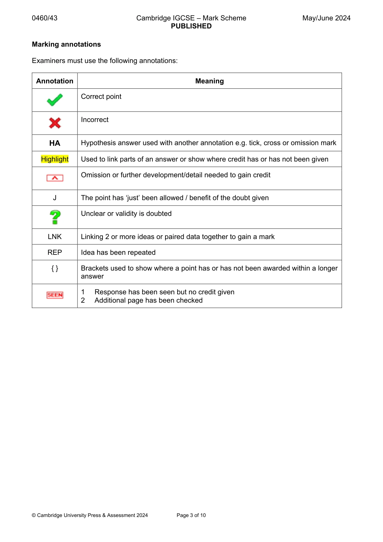 Mark scheme, page 3 of 10