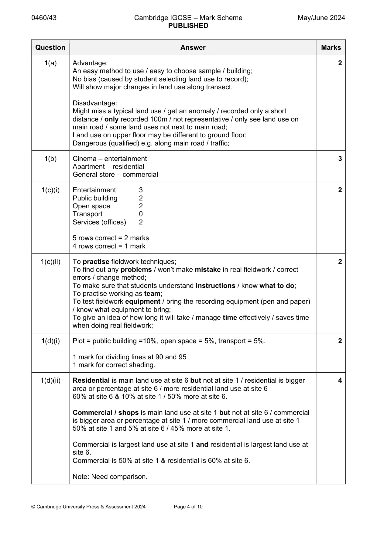 Mark scheme, page 4 of 10