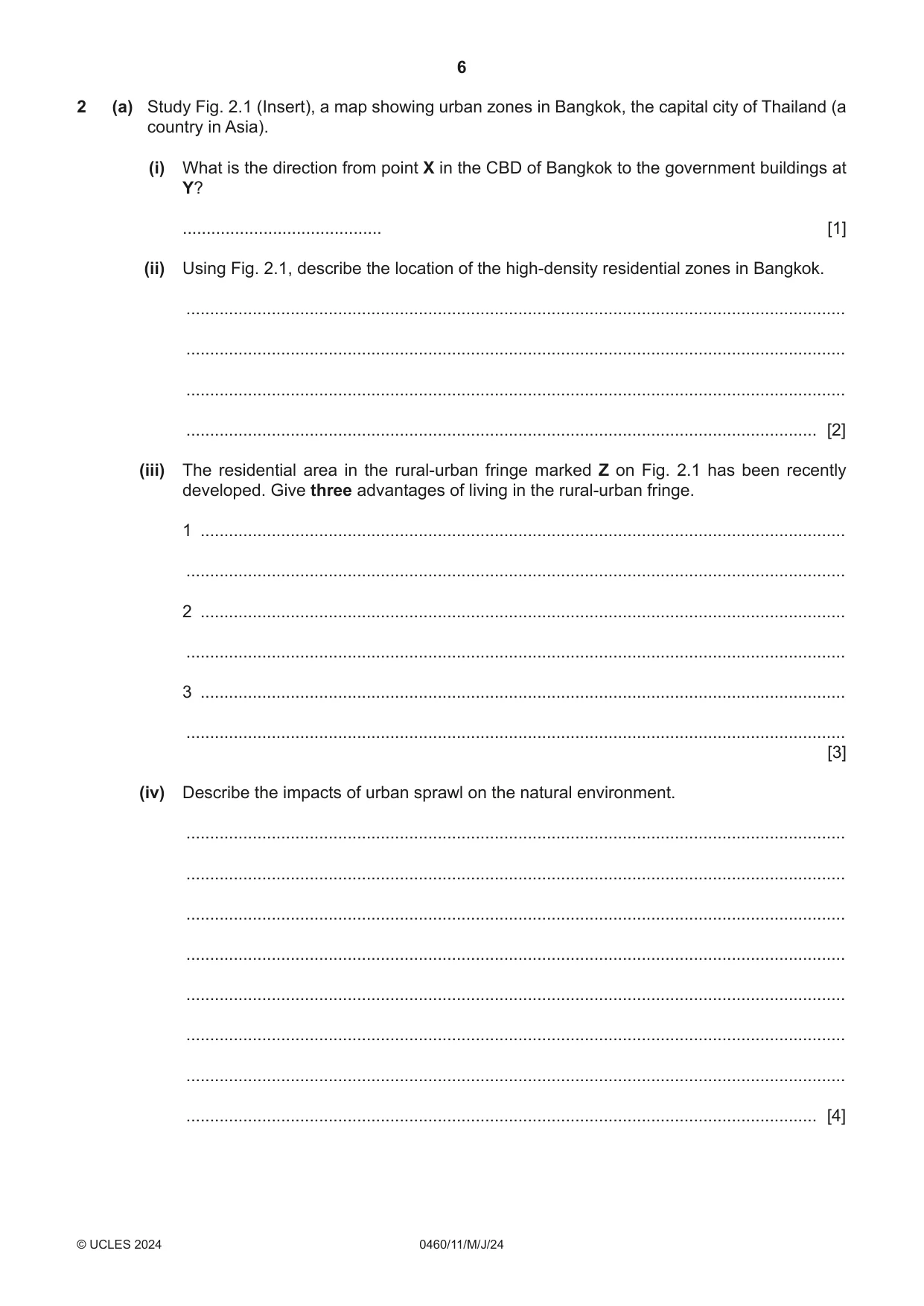 Cambridge IGCSE Geography 0460 2024 May/June Paper 1 · Variant 1 question paper, page 6 of 28