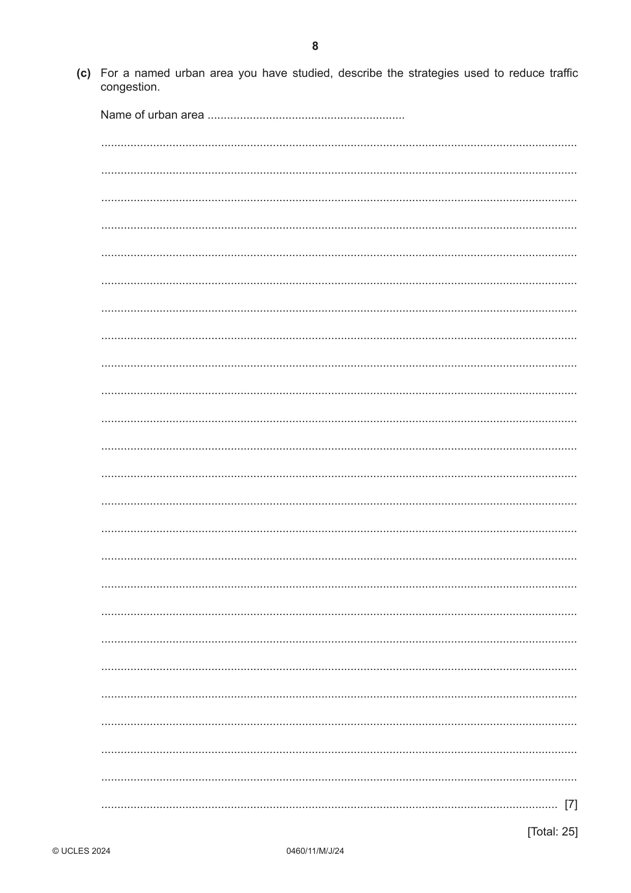Cambridge IGCSE Geography 0460 2024 May/June Paper 1 · Variant 1 question paper, page 8 of 28