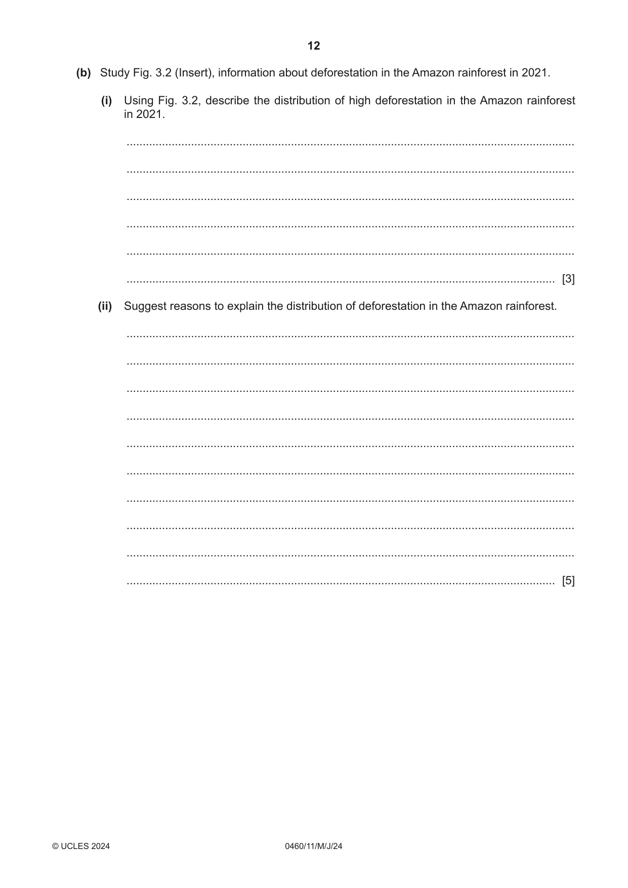 Cambridge IGCSE Geography 0460 2024 May/June Paper 1 · Variant 1 question paper, page 12 of 28