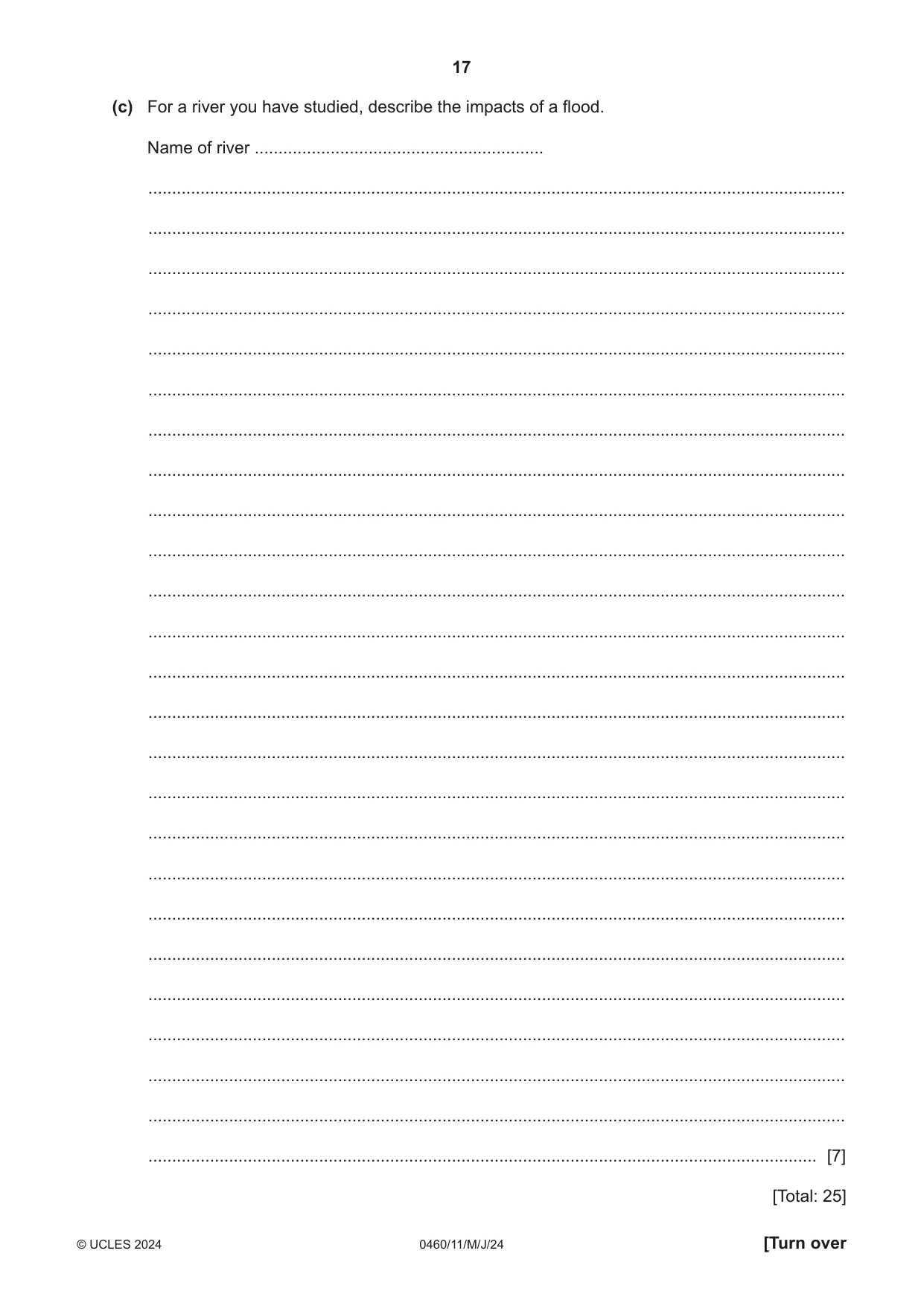 Cambridge IGCSE Geography 0460 2024 May/June Paper 1 · Variant 1 question paper, page 17 of 28