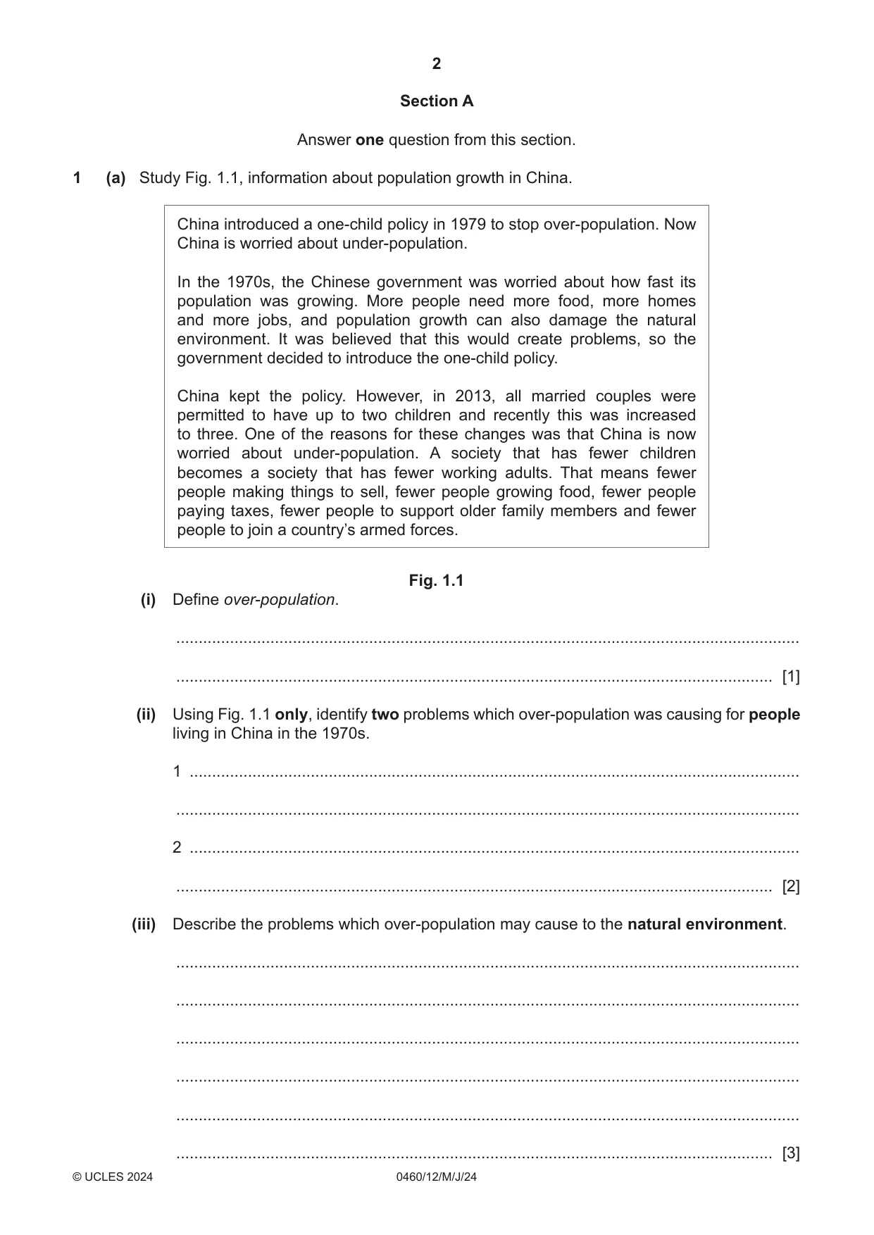 Cambridge IGCSE Geography 0460 2024 May/June Paper 1 · Variant 2 question paper, page 2 of 24