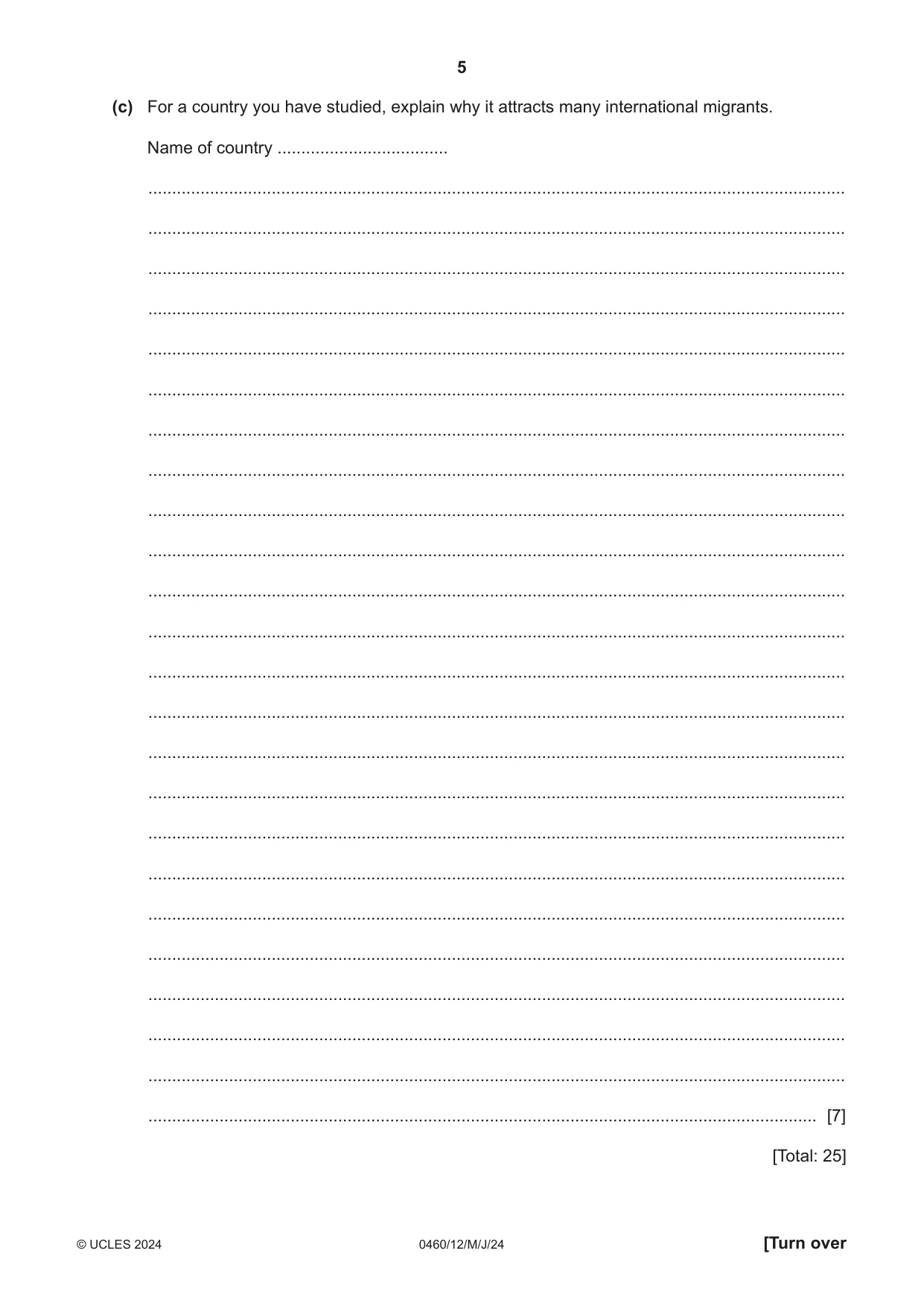 Cambridge IGCSE Geography 0460 2024 May/June Paper 1 · Variant 2 question paper, page 5 of 24