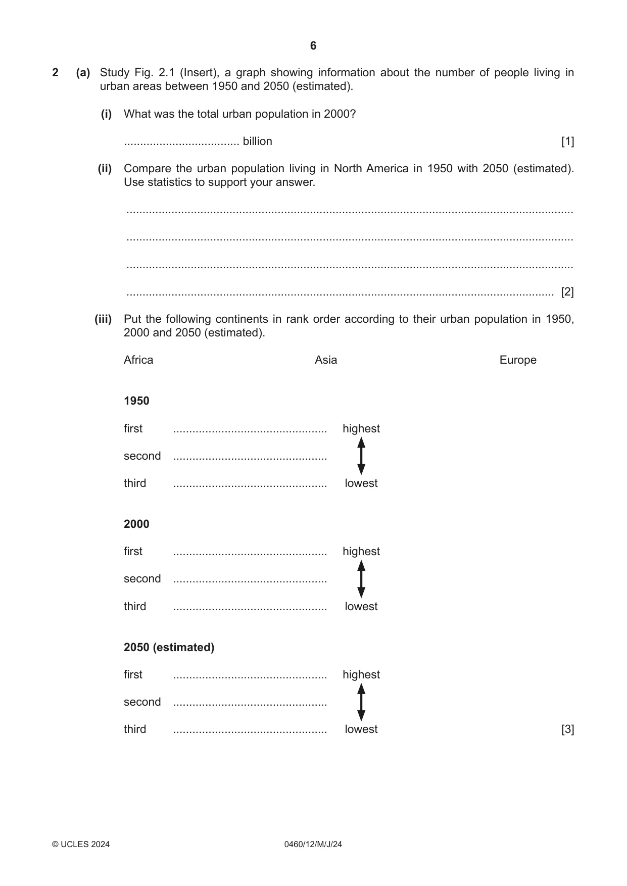 Cambridge IGCSE Geography 0460 2024 May/June Paper 1 · Variant 2 question paper, page 6 of 24