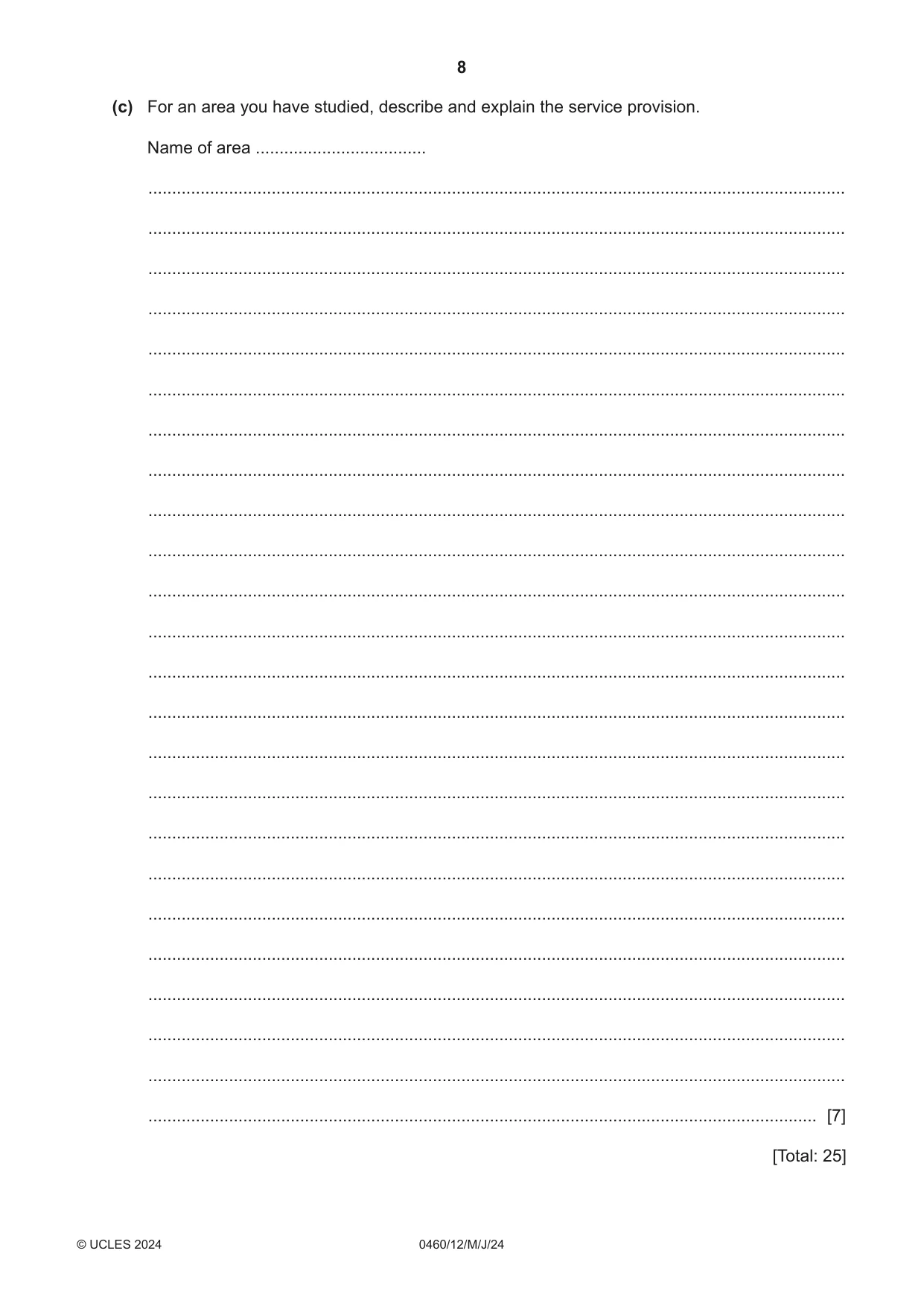 Cambridge IGCSE Geography 0460 2024 May/June Paper 1 · Variant 2 question paper, page 8 of 24