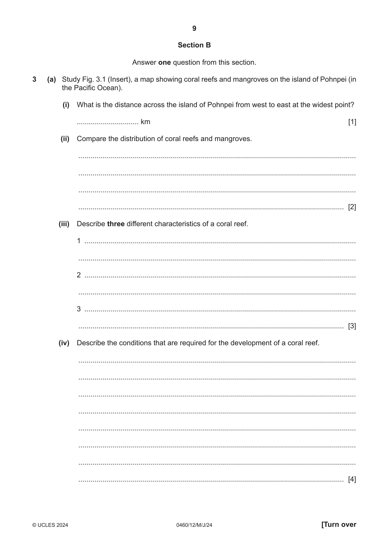 Cambridge IGCSE Geography 0460 2024 May/June Paper 1 · Variant 2 question paper, page 9 of 24