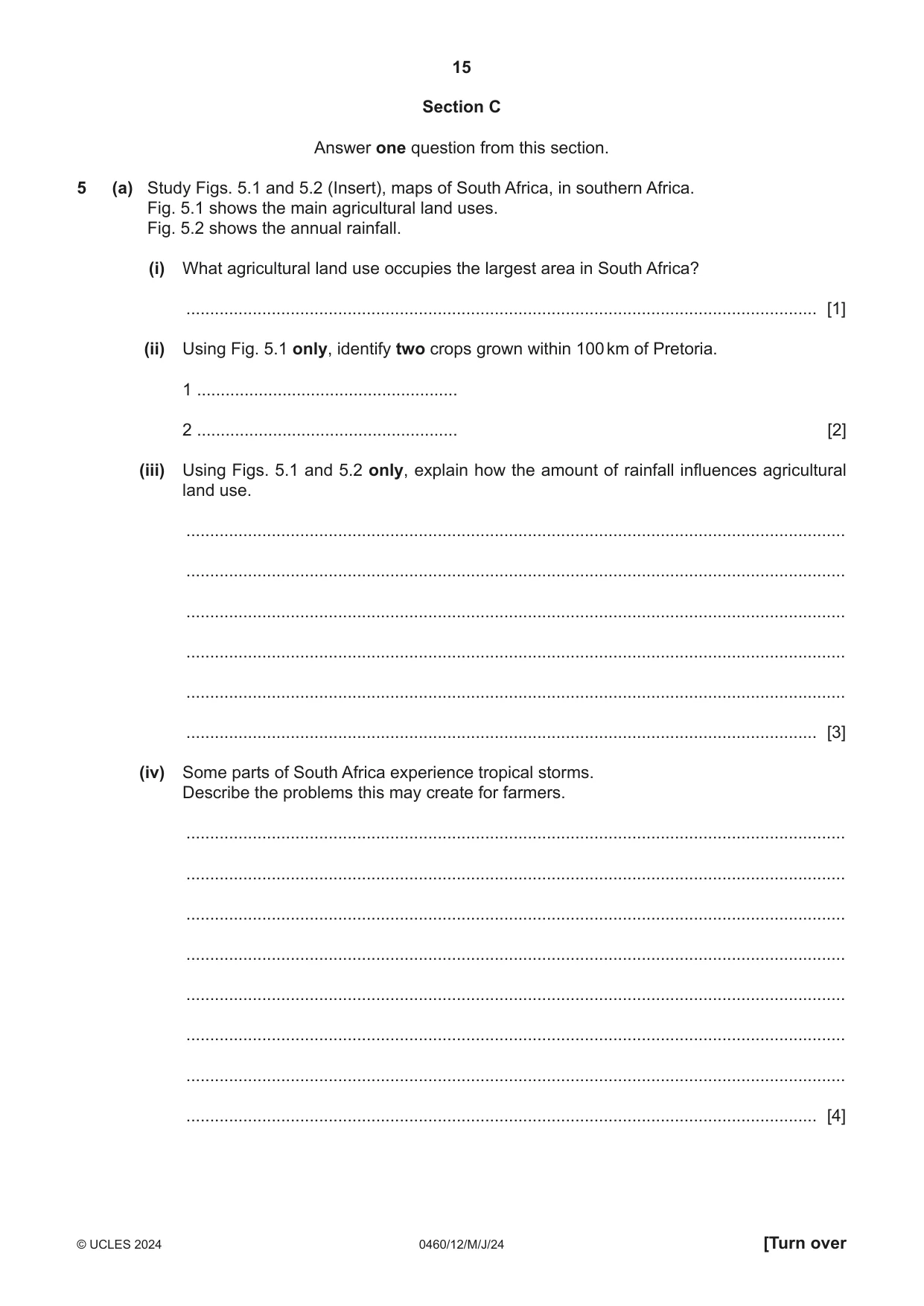 Cambridge IGCSE Geography 0460 2024 May/June Paper 1 · Variant 2 question paper, page 15 of 24