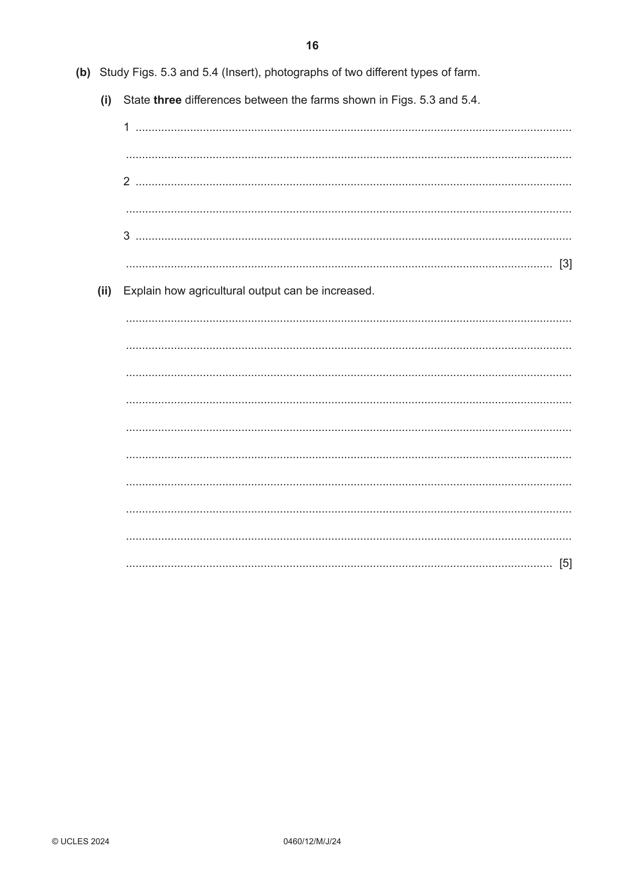 Cambridge IGCSE Geography 0460 2024 May/June Paper 1 · Variant 2 question paper, page 16 of 24