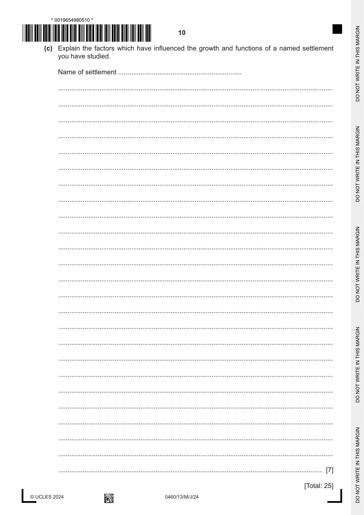 Cambridge IGCSE Geography 0460 2024 May/June Paper 1 · Variant 3 question paper, page 10 of 32