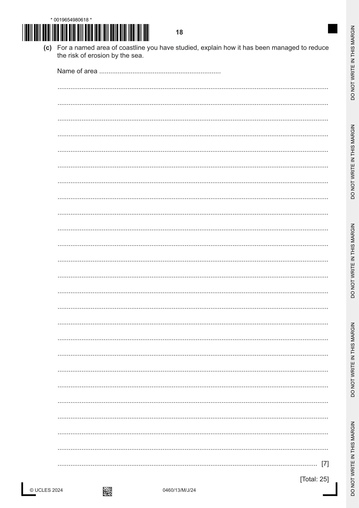 Cambridge IGCSE Geography 0460 2024 May/June Paper 1 · Variant 3 question paper, page 18 of 32