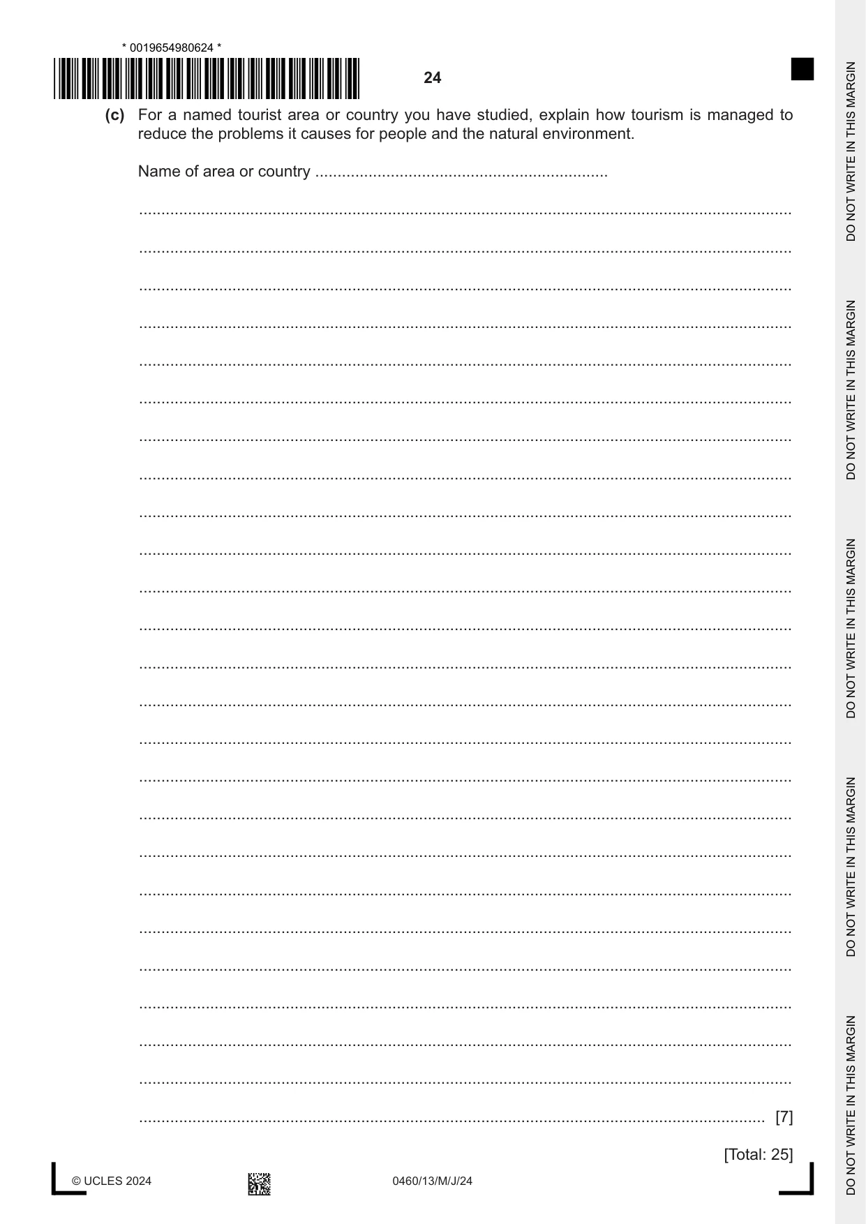 Cambridge IGCSE Geography 0460 2024 May/June Paper 1 · Variant 3 question paper, page 24 of 32