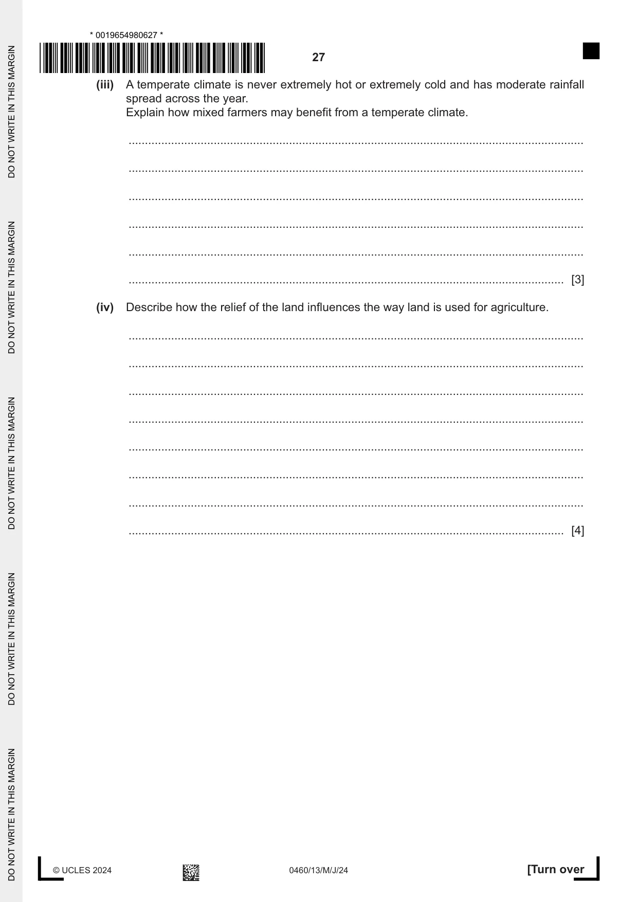 Cambridge IGCSE Geography 0460 2024 May/June Paper 1 · Variant 3 question paper, page 27 of 32
