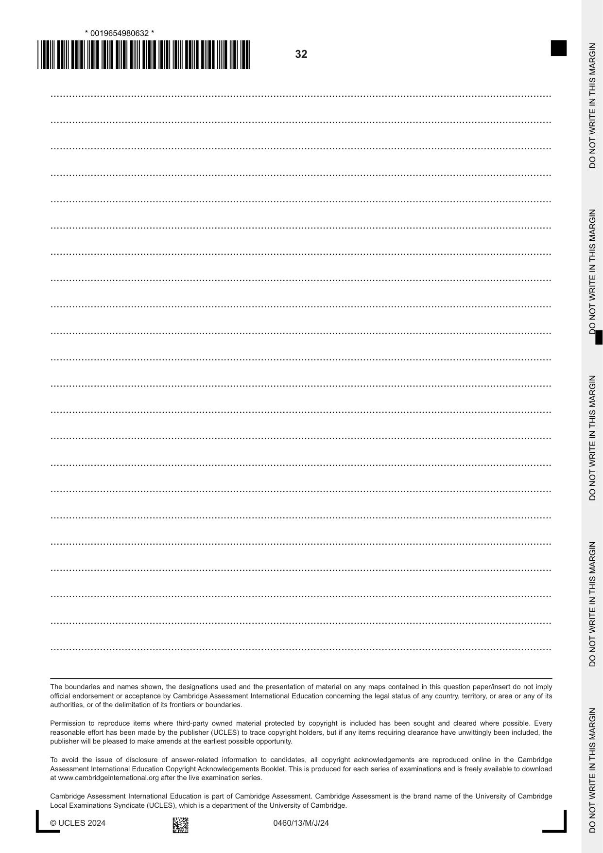 Cambridge IGCSE Geography 0460 2024 May/June Paper 1 · Variant 3 question paper, page 32 of 32