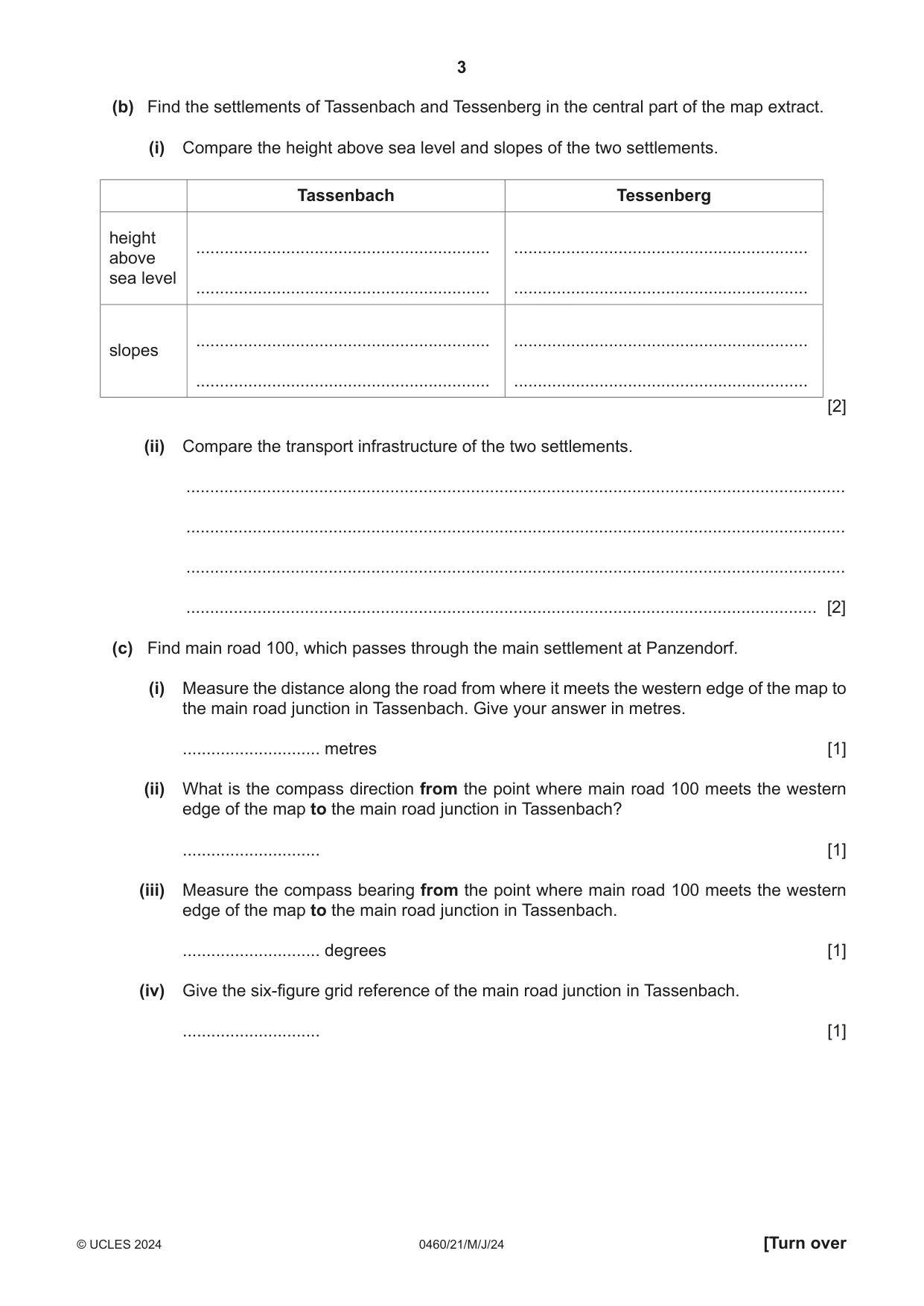 Cambridge IGCSE Geography 0460 2024 May/June Paper 2 · Variant 1 question paper, page 3 of 16