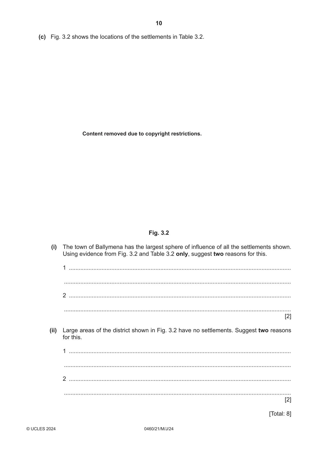 Cambridge IGCSE Geography 0460 2024 May/June Paper 2 · Variant 1 question paper, page 10 of 16