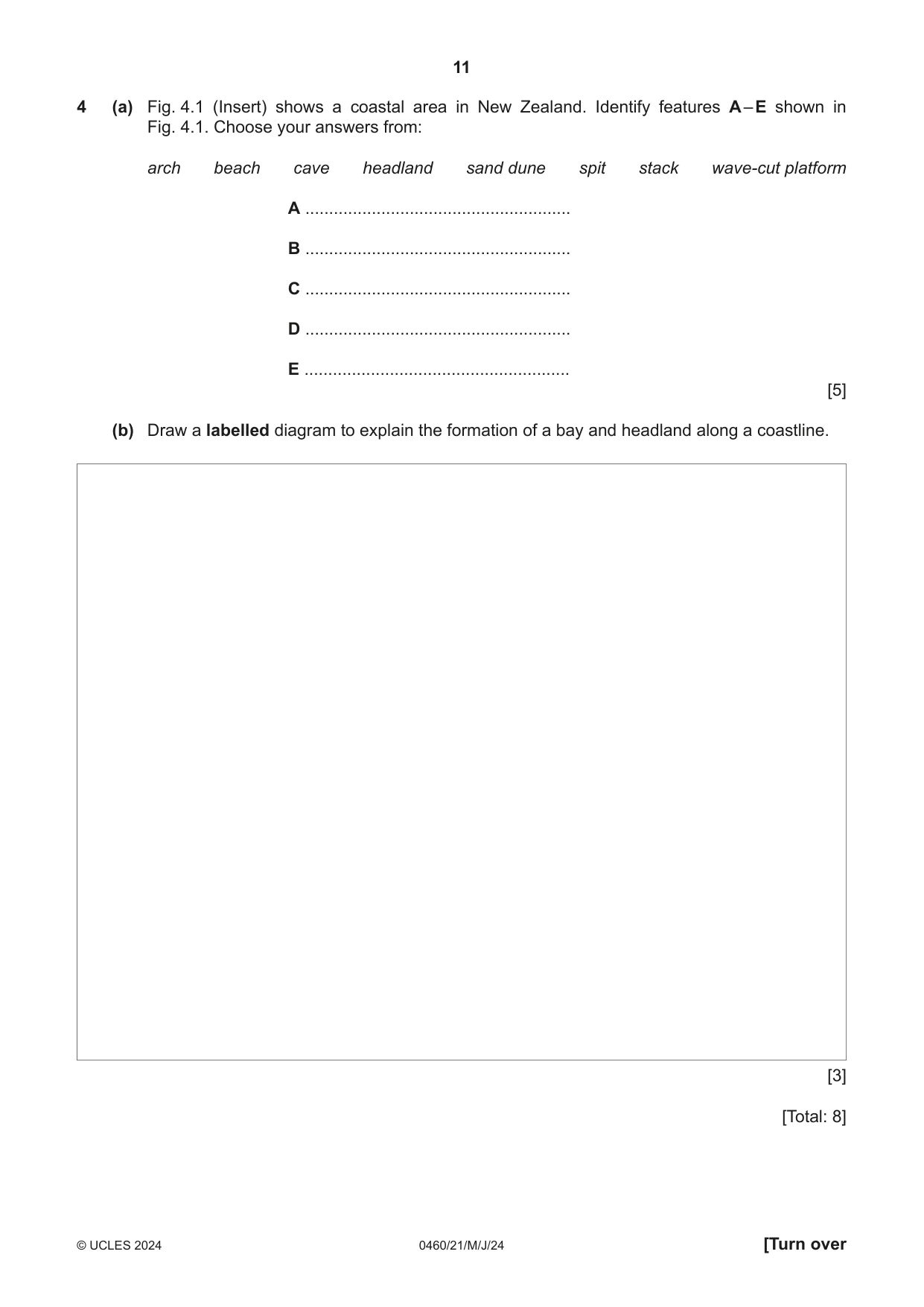 Cambridge IGCSE Geography 0460 2024 May/June Paper 2 · Variant 1 question paper, page 11 of 16