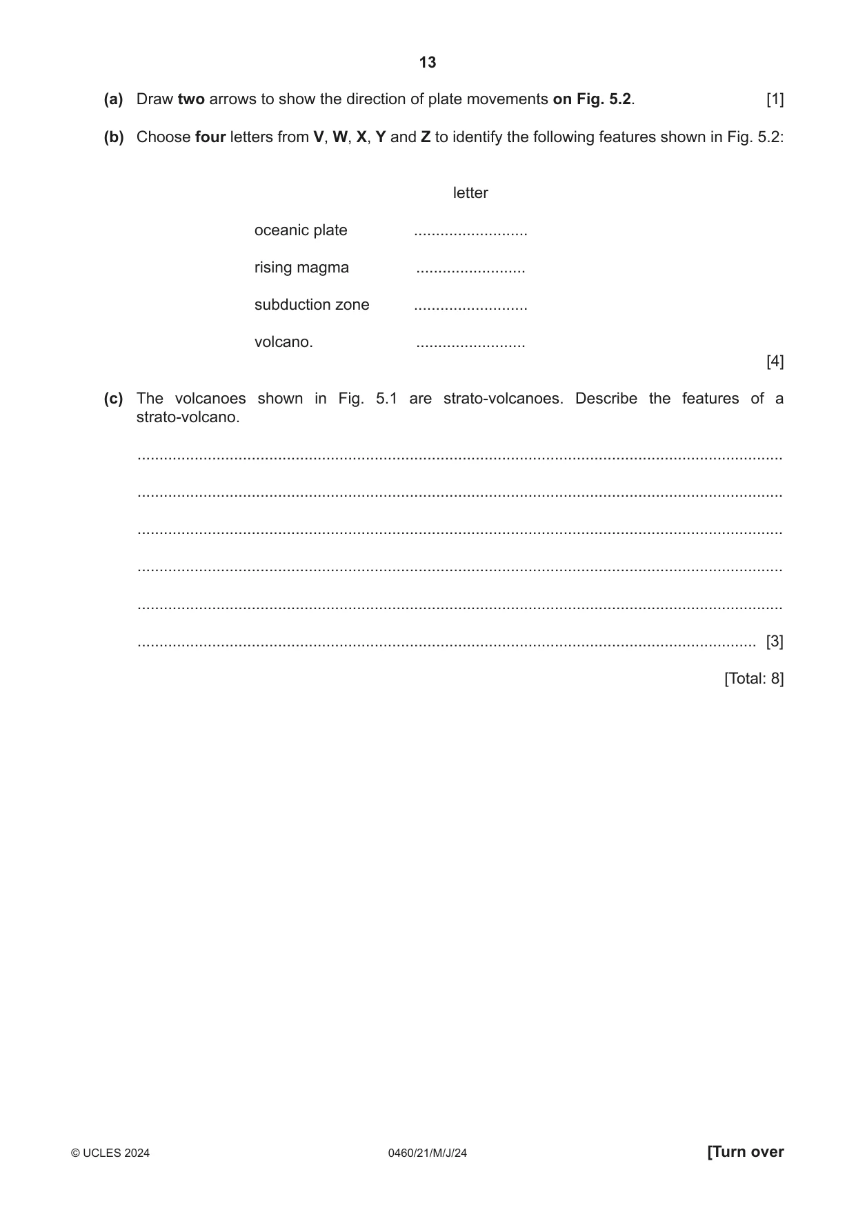 Cambridge IGCSE Geography 0460 2024 May/June Paper 2 · Variant 1 question paper, page 13 of 16