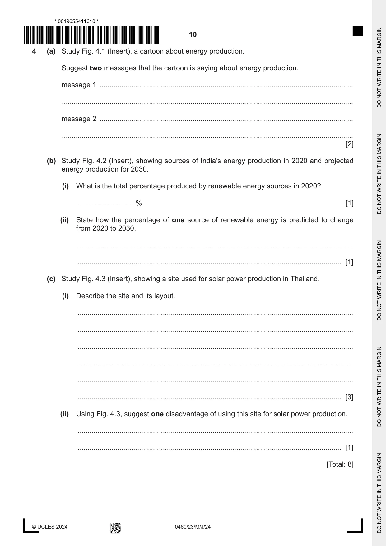 Cambridge IGCSE Geography 0460 2024 May/June Paper 2 · Variant 3 question paper, page 10 of 16