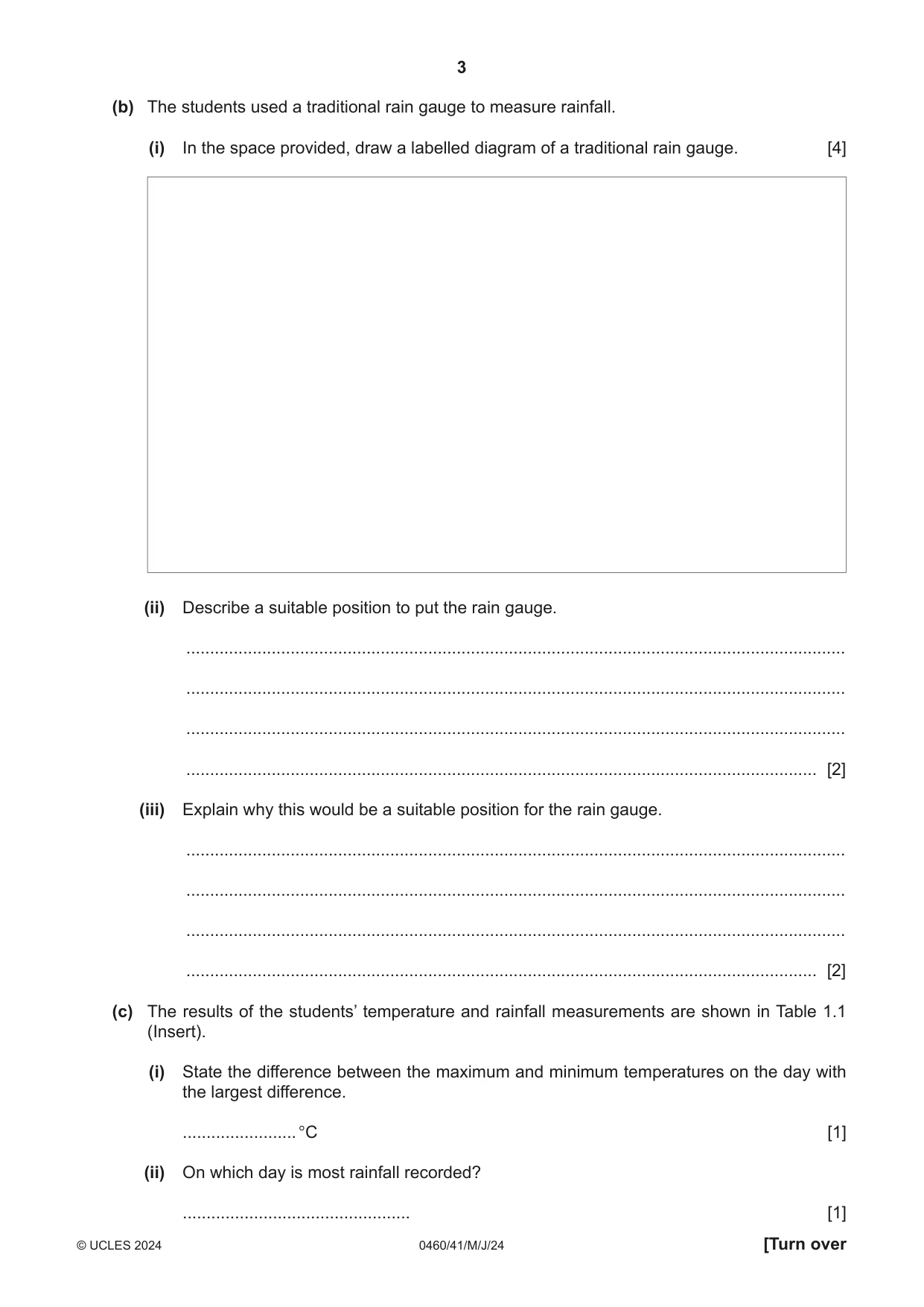 Cambridge IGCSE Geography 0460 2024 May/June Paper 4 · Variant 1 question paper, page 3 of 20