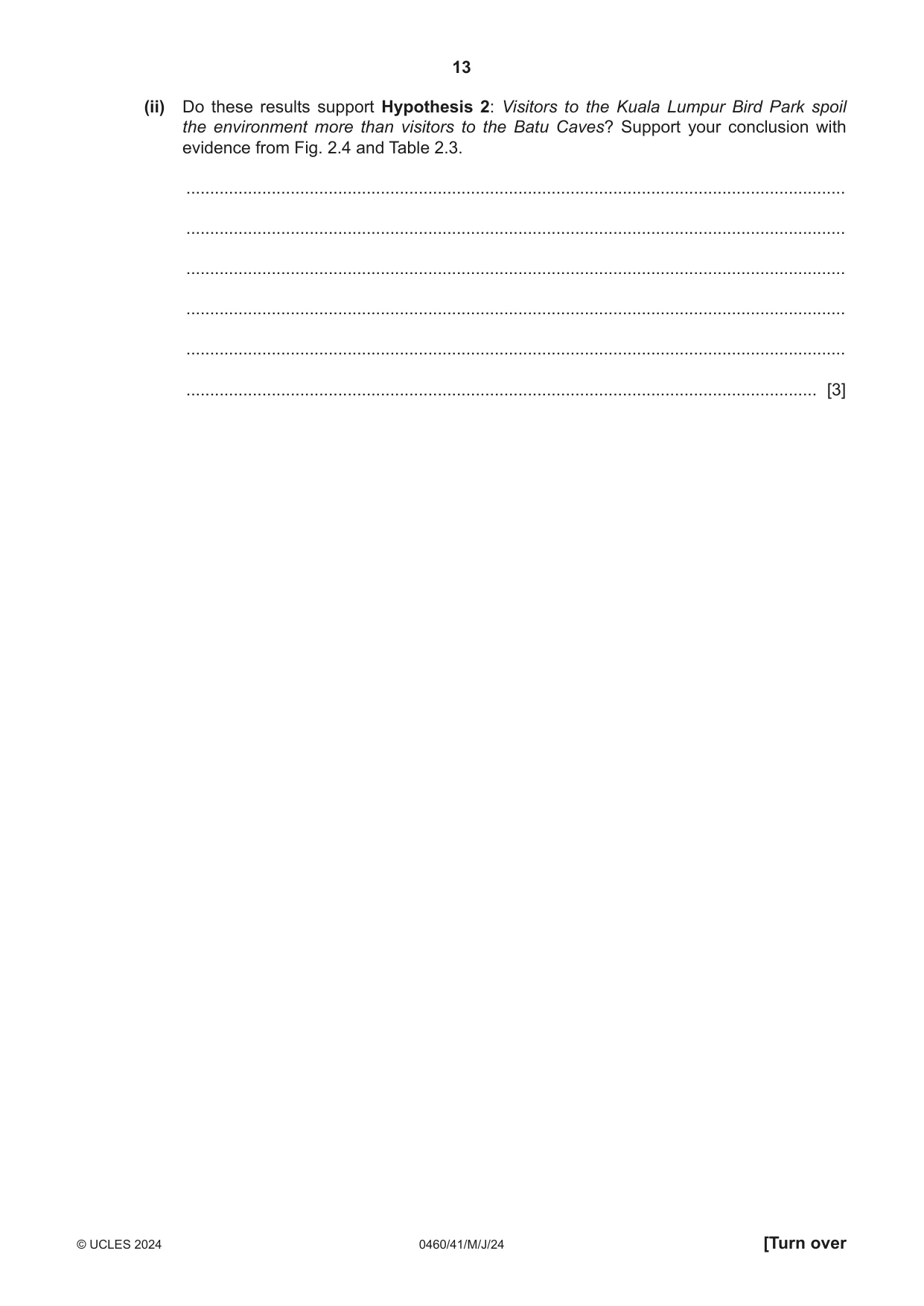 Cambridge IGCSE Geography 0460 2024 May/June Paper 4 · Variant 1 question paper, page 13 of 20