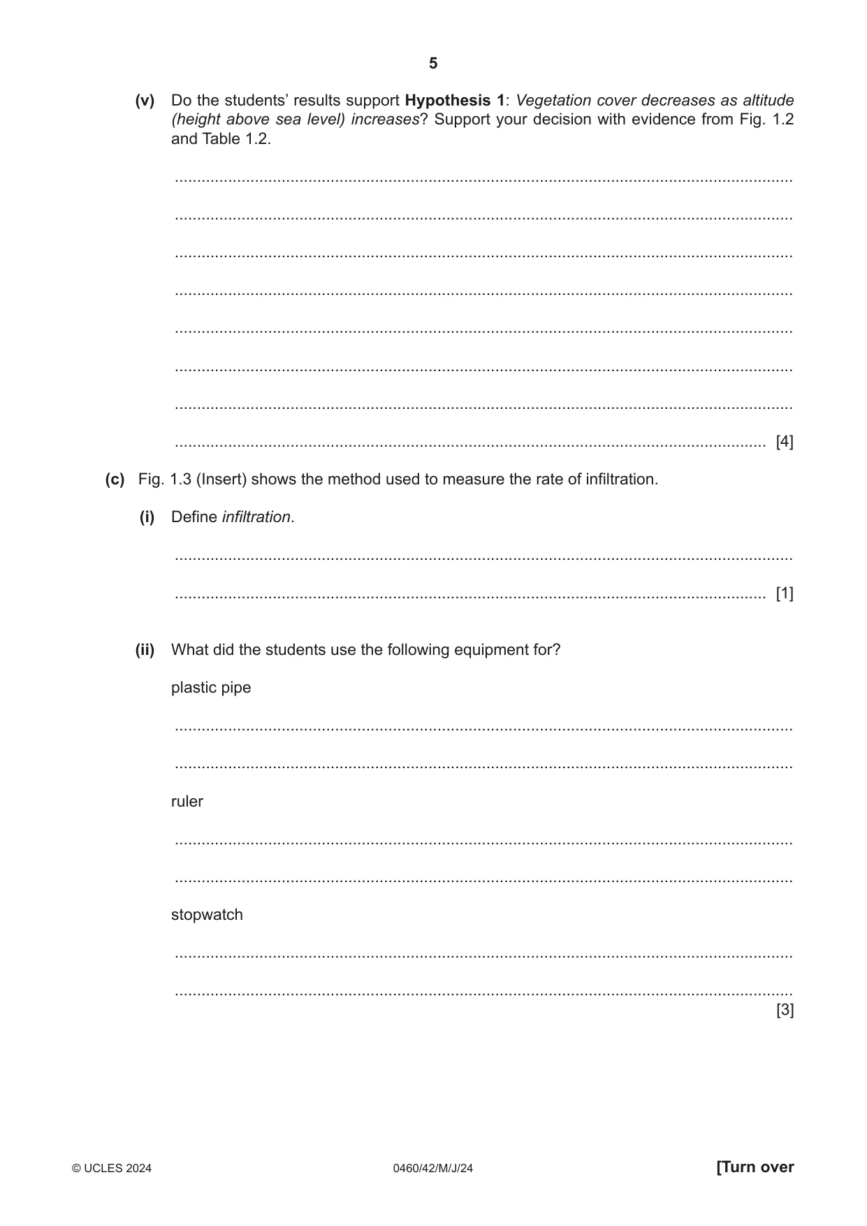 Cambridge IGCSE Geography 0460 2024 May/June Paper 4 · Variant 2 question paper, page 5 of 20