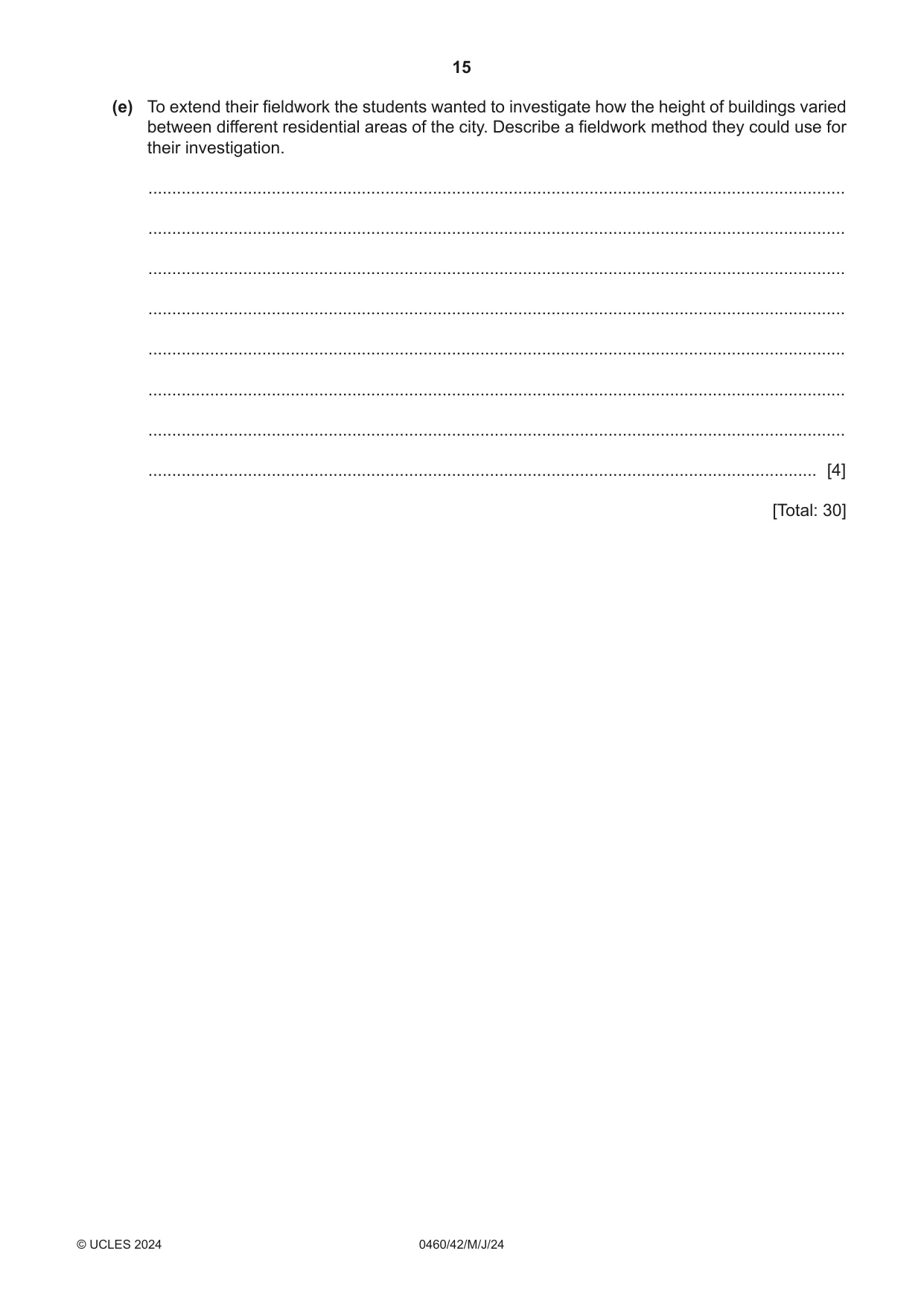 Cambridge IGCSE Geography 0460 2024 May/June Paper 4 · Variant 2 question paper, page 15 of 20
