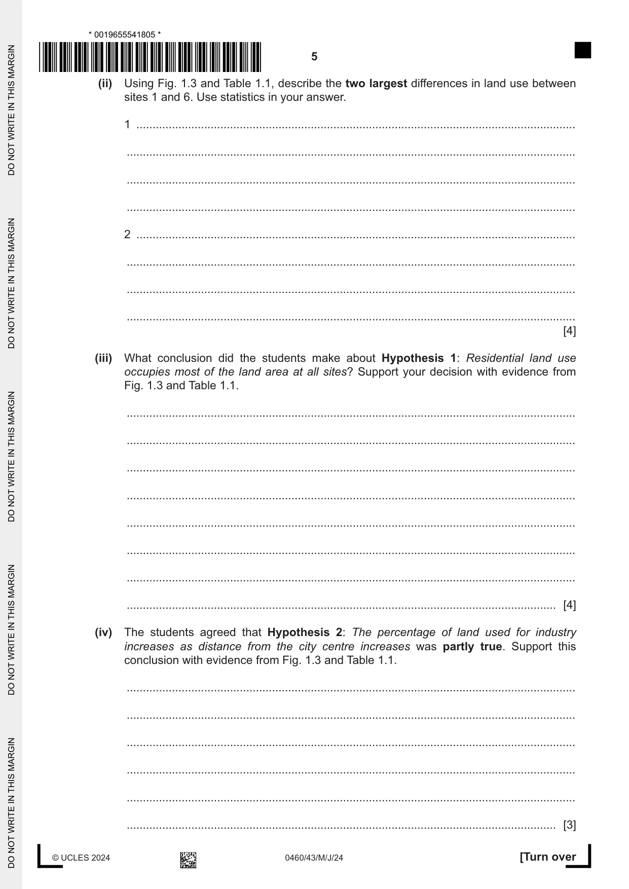 Cambridge IGCSE Geography 0460 2024 May/June Paper 4 · Variant 3 question paper, page 5 of 16