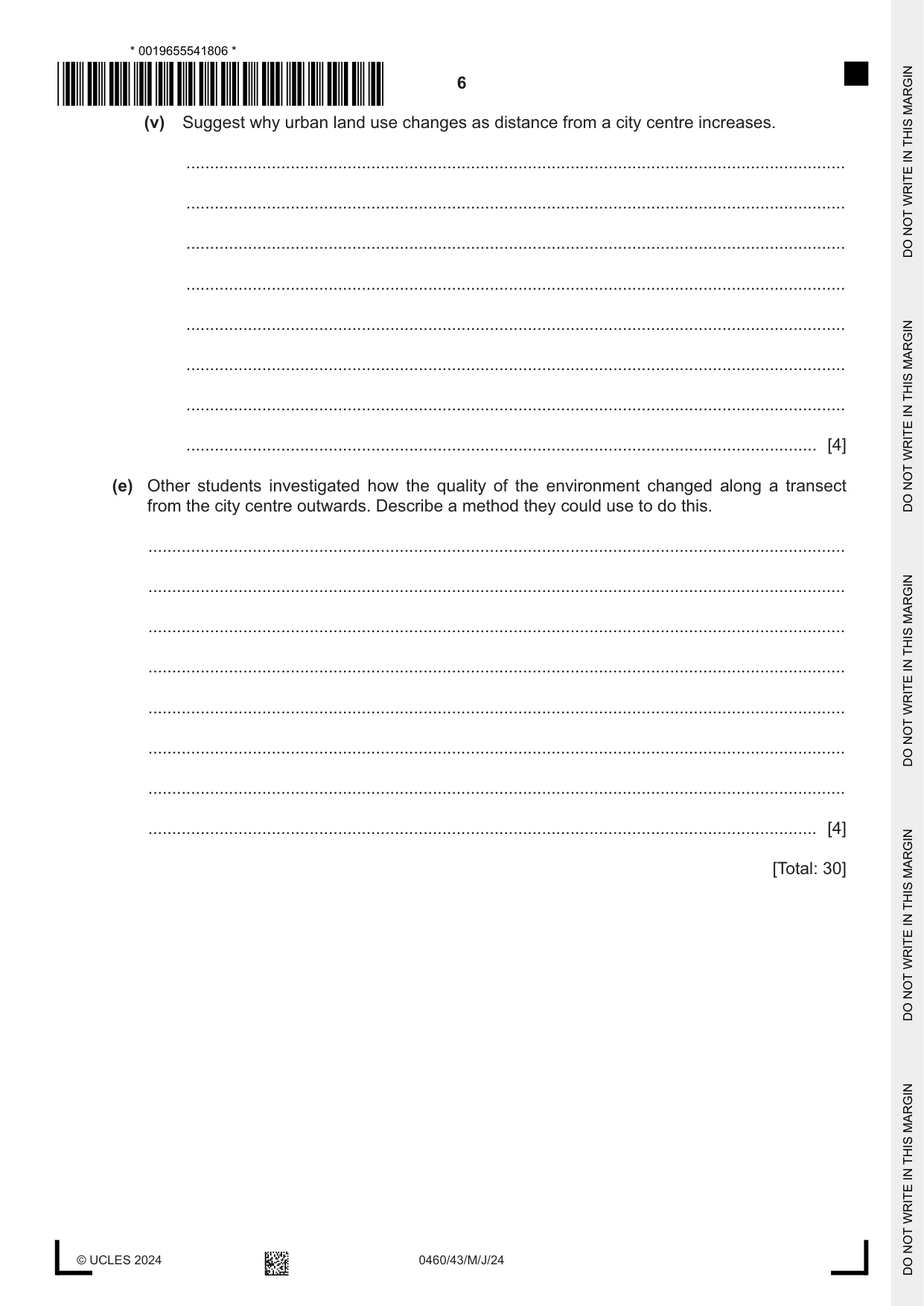 Cambridge IGCSE Geography 0460 2024 May/June Paper 4 · Variant 3 question paper, page 6 of 16
