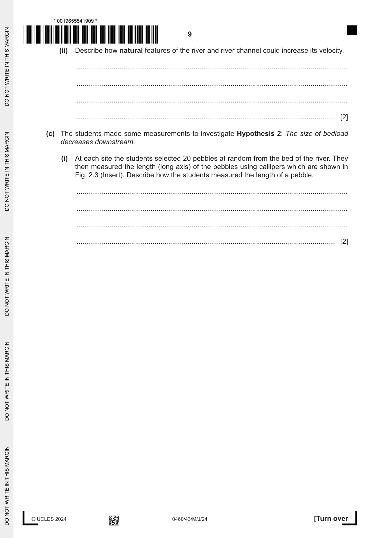 Cambridge IGCSE Geography 0460 2024 May/June Paper 4 · Variant 3 question paper, page 9 of 16