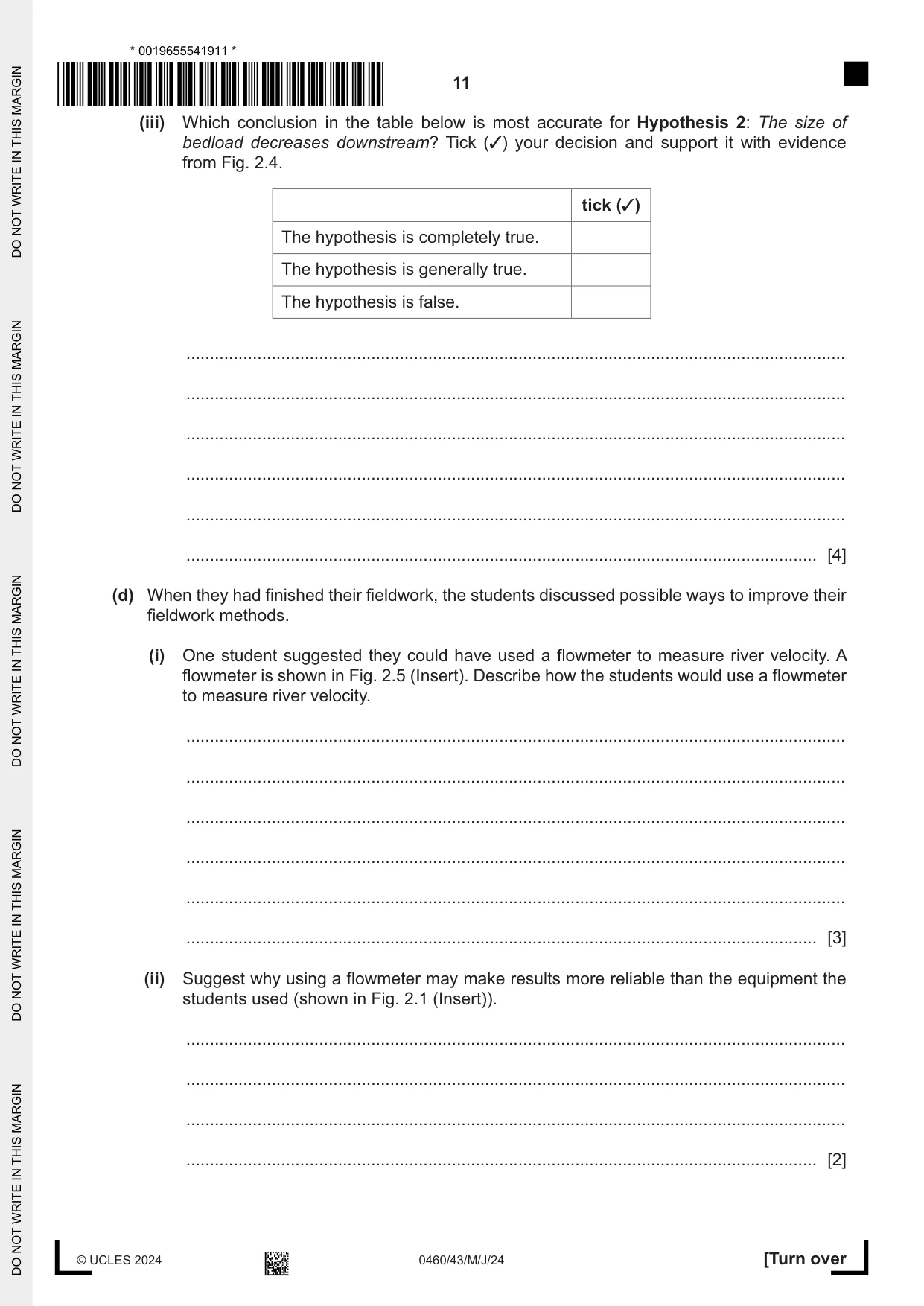 Cambridge IGCSE Geography 0460 2024 May/June Paper 4 · Variant 3 question paper, page 11 of 16