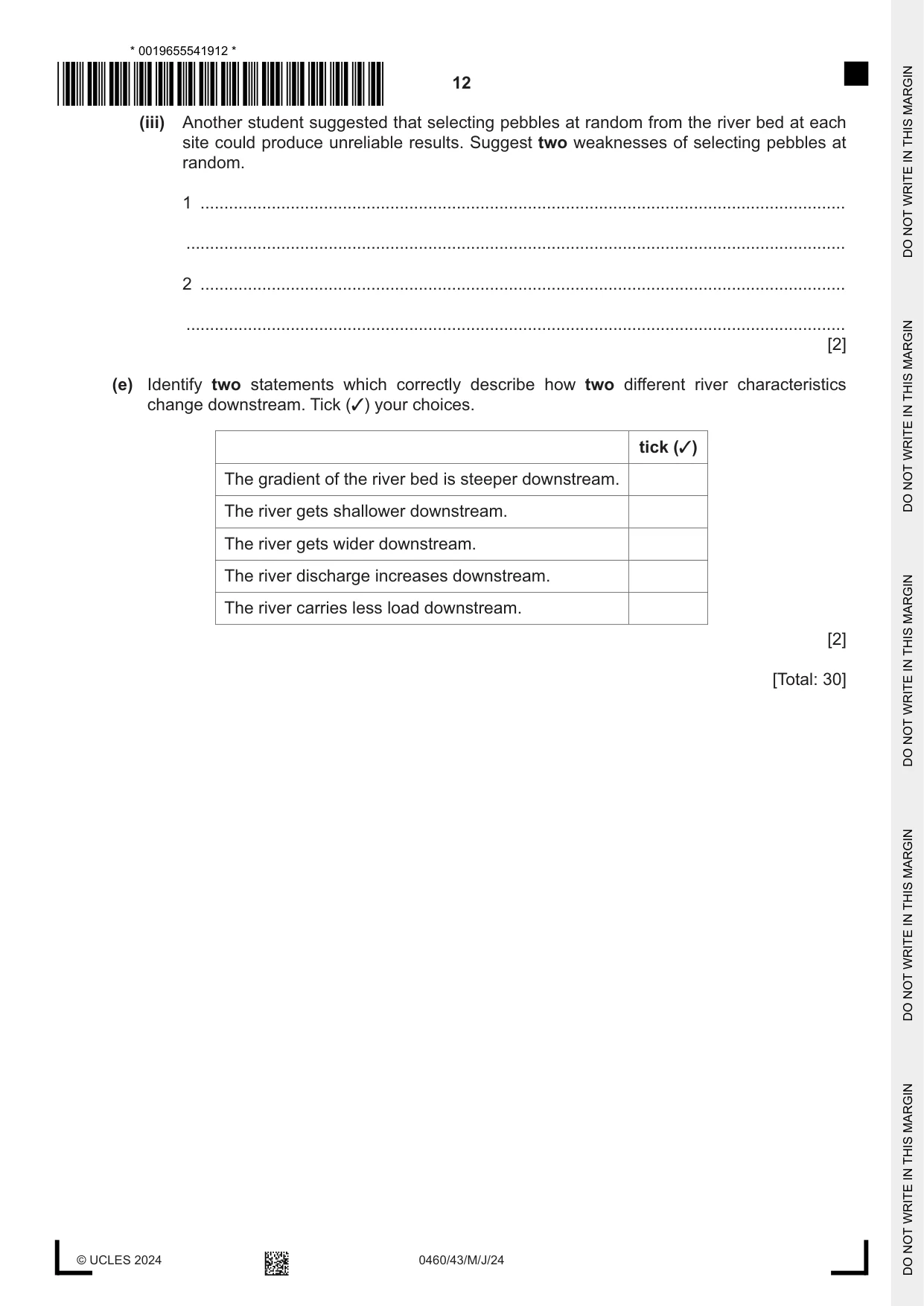 Cambridge IGCSE Geography 0460 2024 May/June Paper 4 · Variant 3 question paper, page 12 of 16