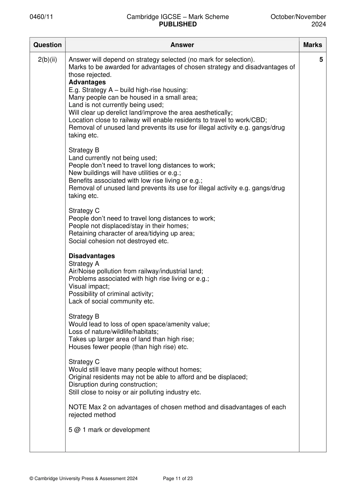 Mark scheme, page 11 of 23