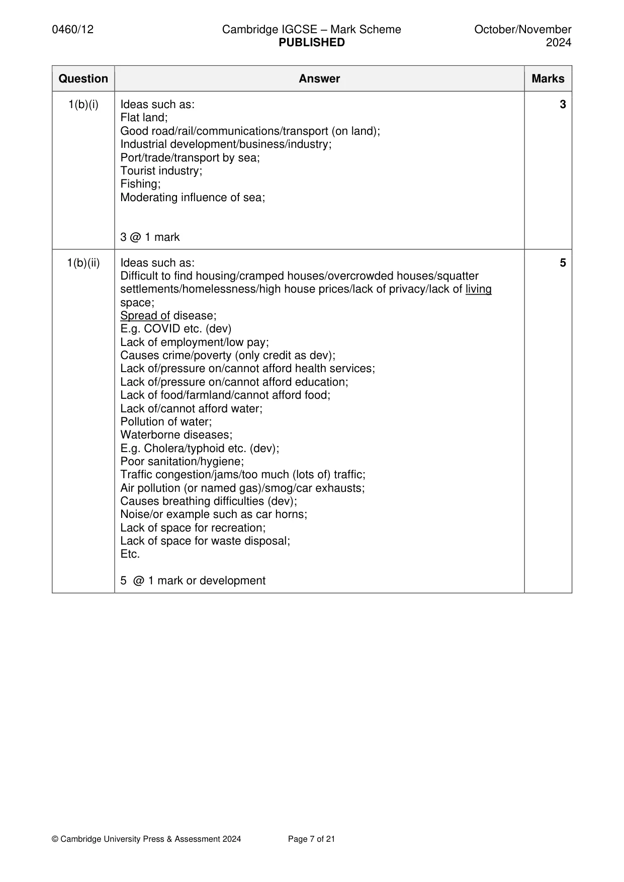 Mark scheme, page 7 of 21
