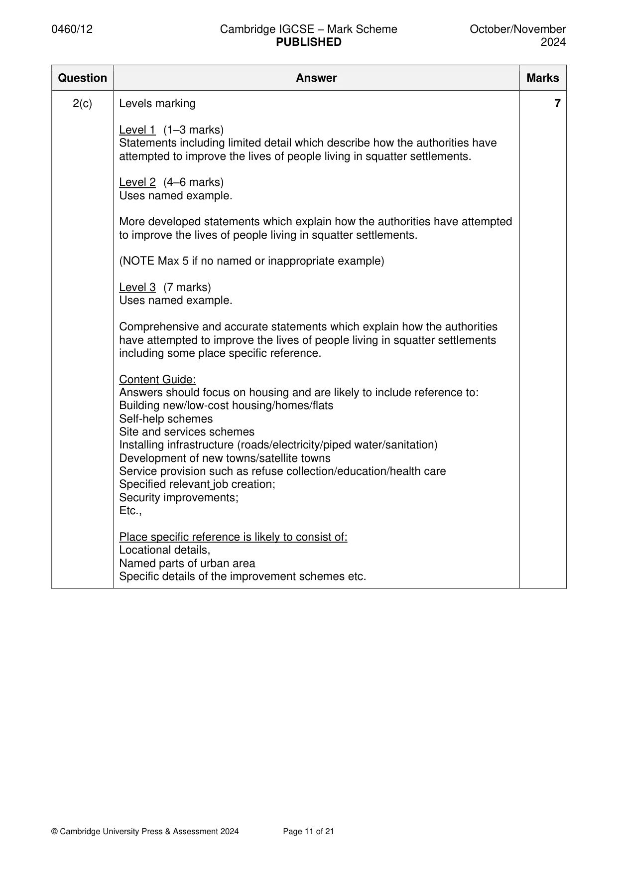 Mark scheme, page 11 of 21