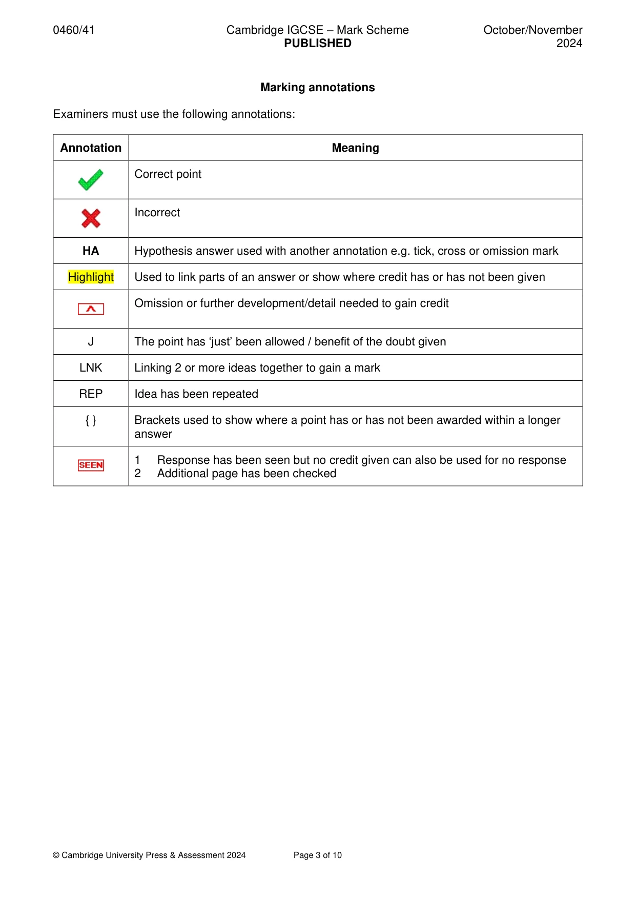 Mark scheme, page 3 of 10