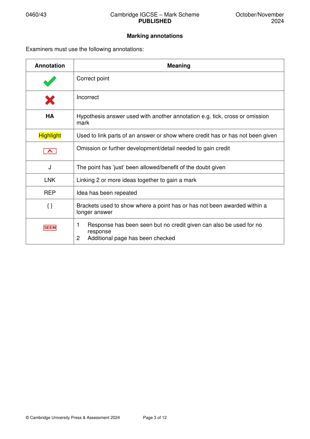 Mark scheme, page 3 of 12