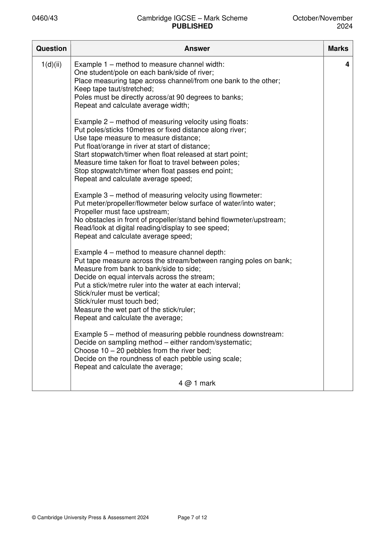 Mark scheme, page 7 of 12