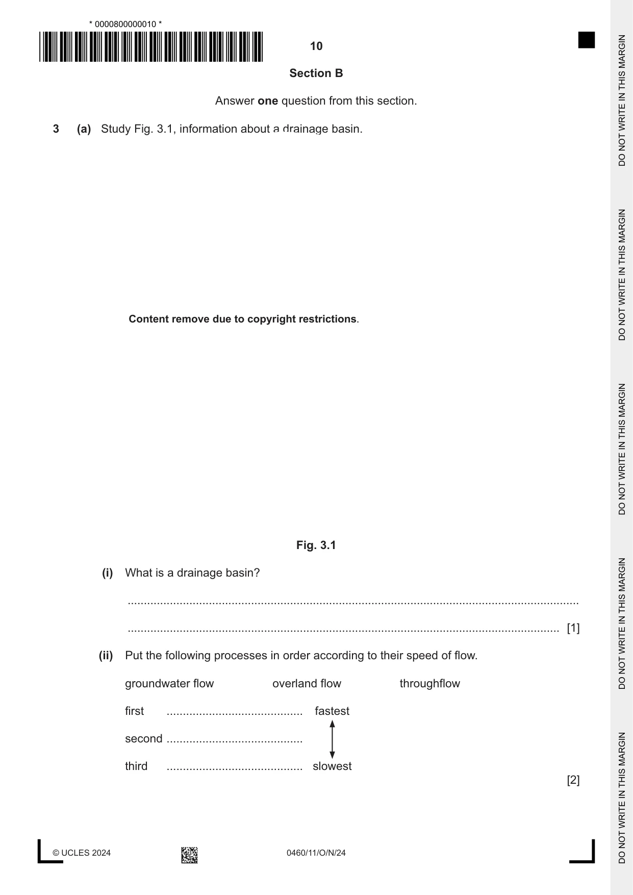 Cambridge IGCSE Geography 0460 2024 Oct/Nov Paper 1 · Variant 1 question paper, page 10 of 28
