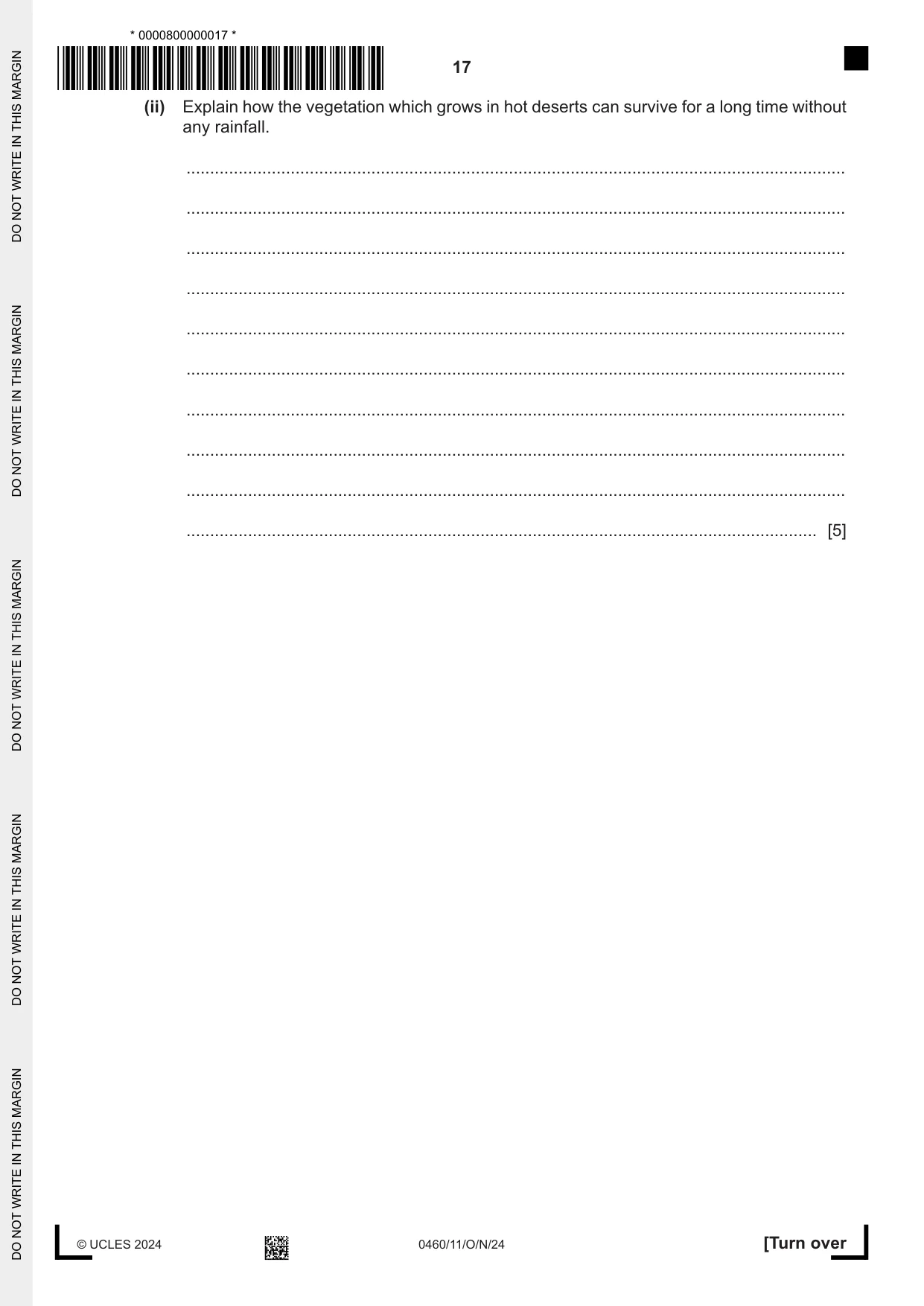 Cambridge IGCSE Geography 0460 2024 Oct/Nov Paper 1 · Variant 1 question paper, page 17 of 28