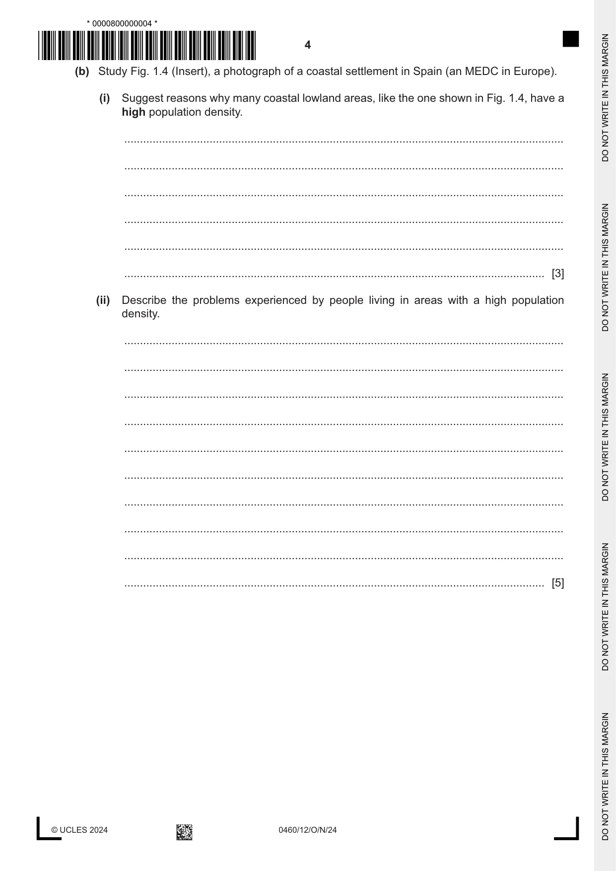 Cambridge IGCSE Geography 0460 2024 Oct/Nov Paper 1 · Variant 2 question paper, page 4 of 28